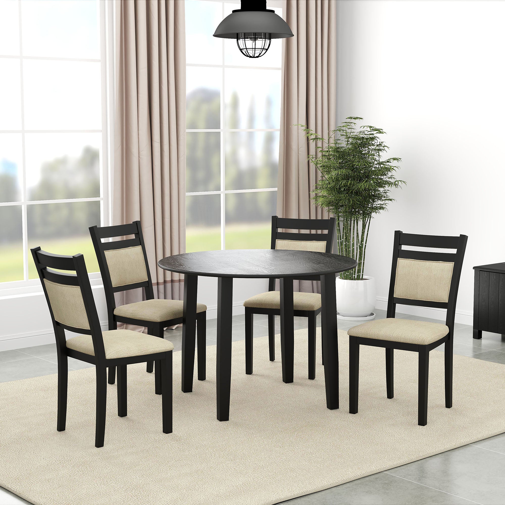 WorldwideCONRAD - 5PC DINING SET - BLACK