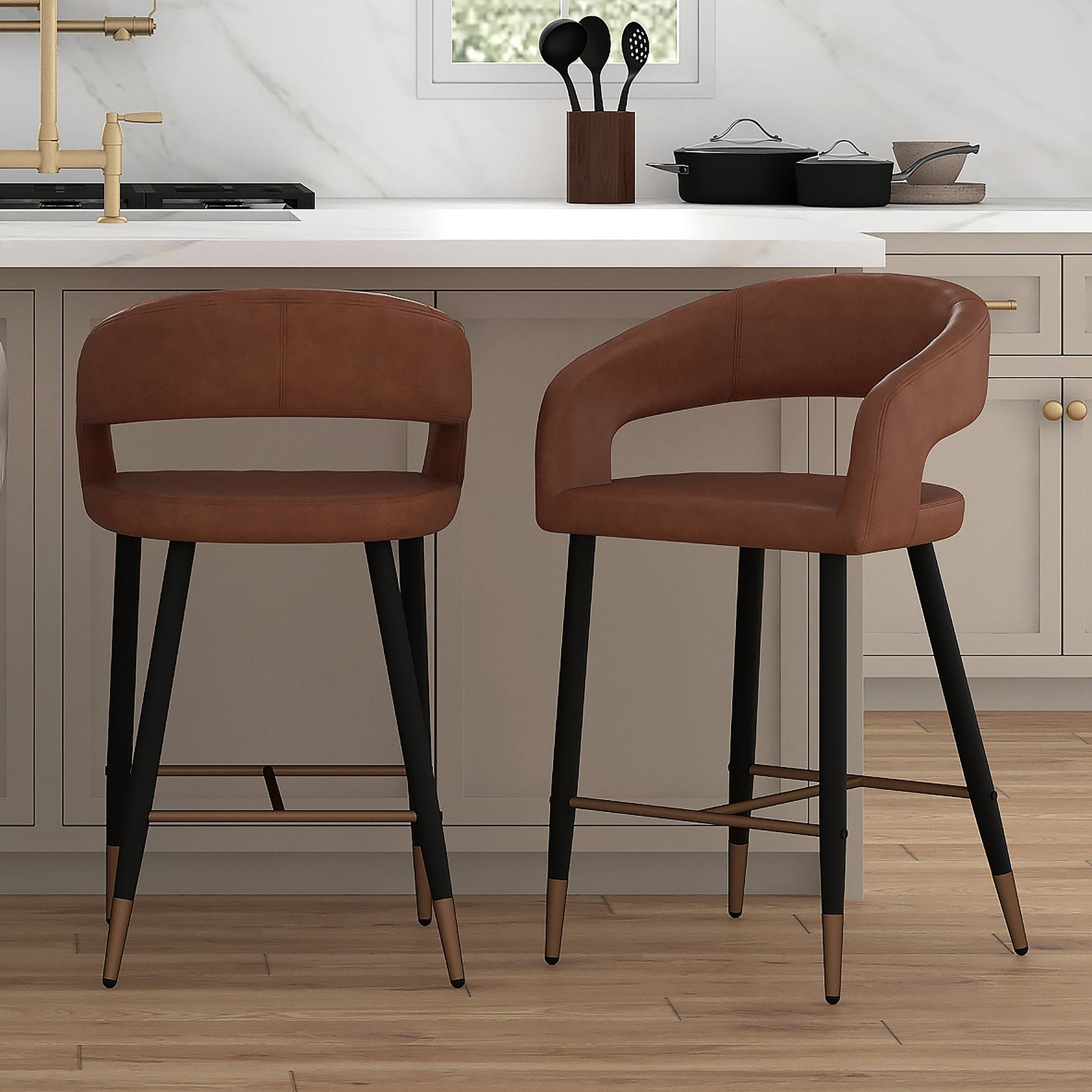 WorldwideCRIMSON - 26'' COUNTER STOOL - SADDLE