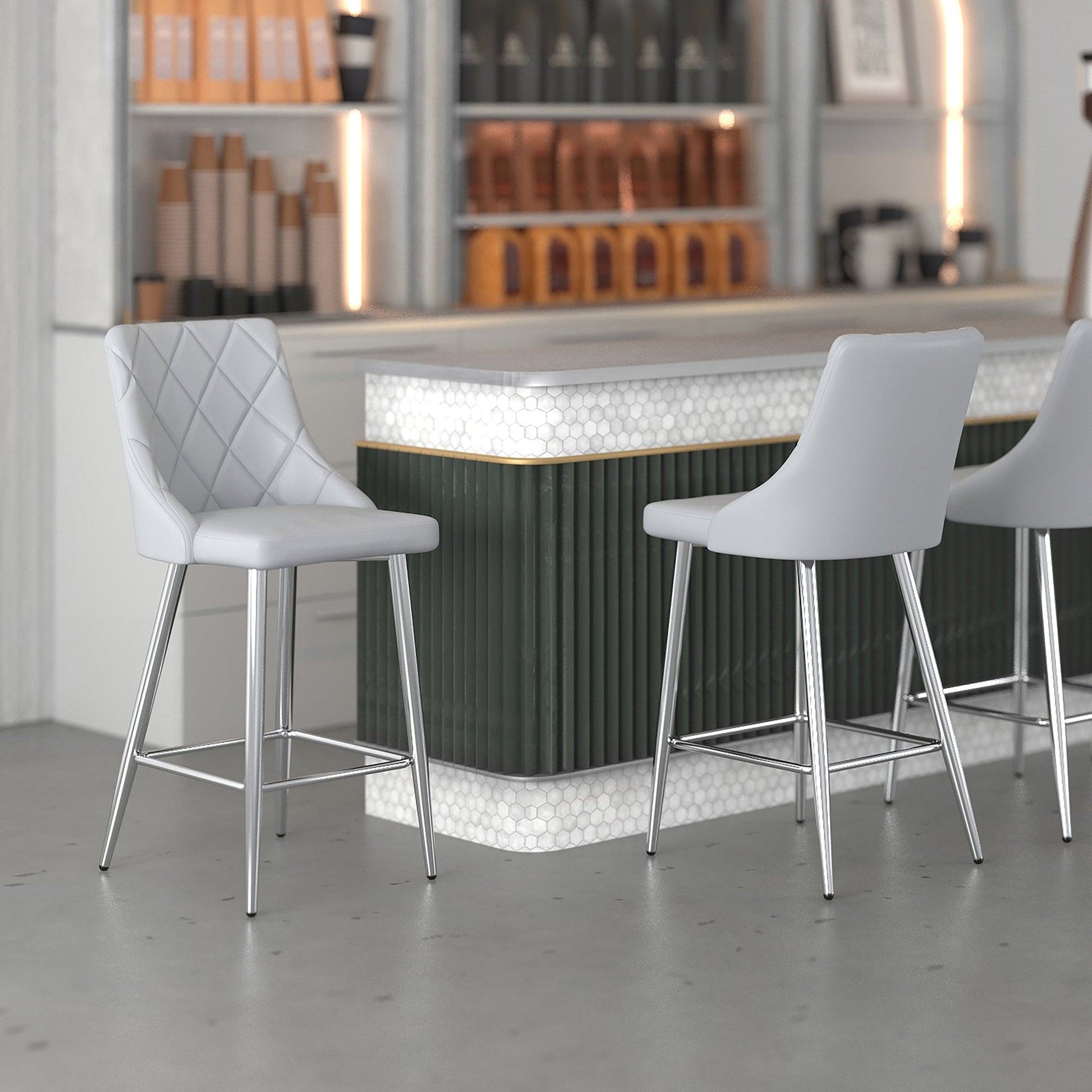 WorldwideDEVO - 26'' COUNTER STOOL - LIGHT GREY