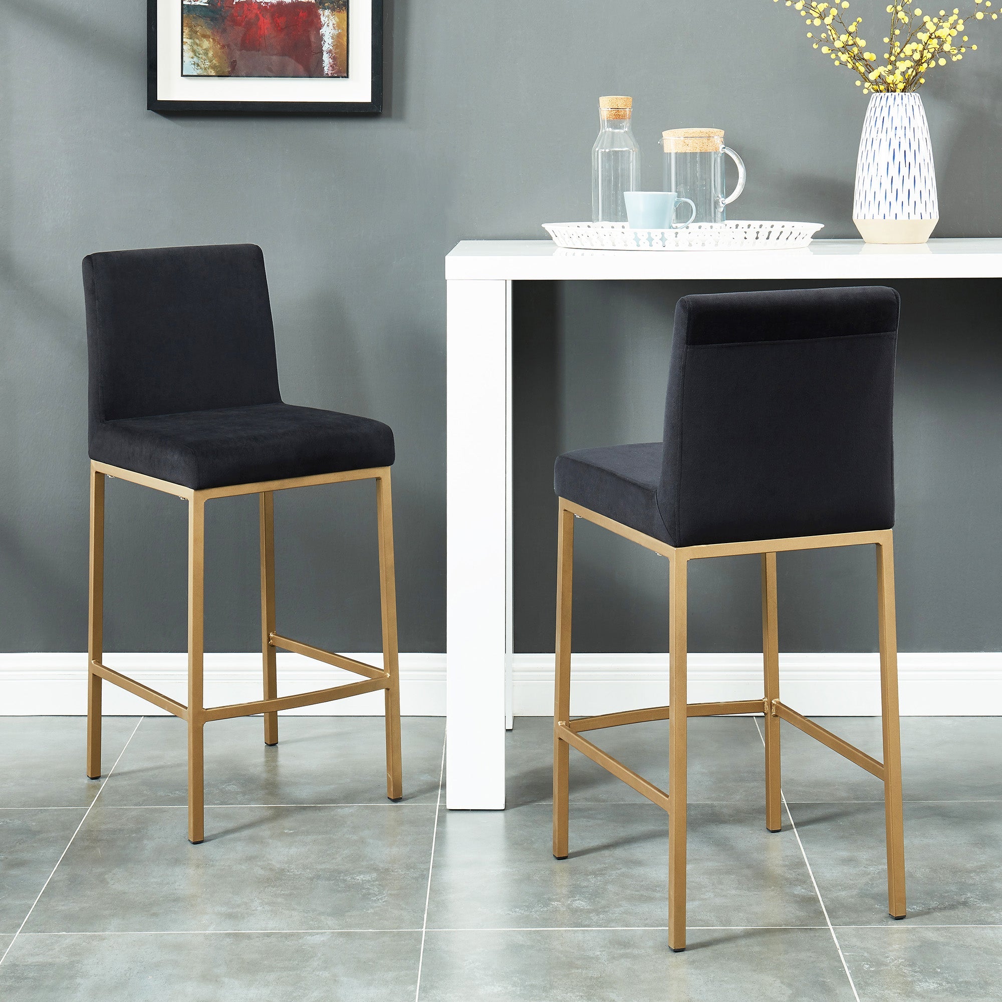 WorldwideDIEGO - 26" COUNTER STOOL - BLACK/AGED GOLD