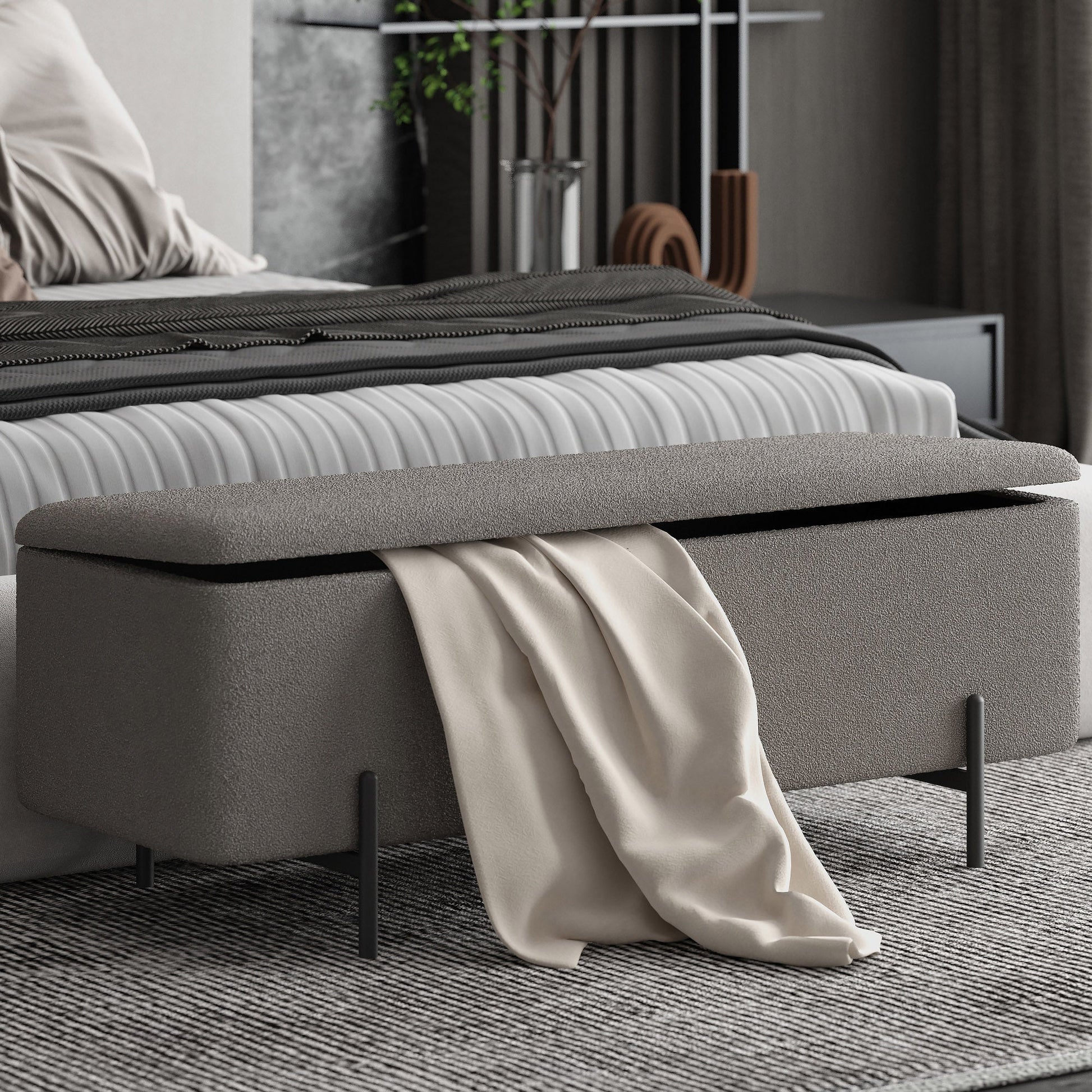 WorldwideERZO - STORAGE OTTOMAN - WARM GREY