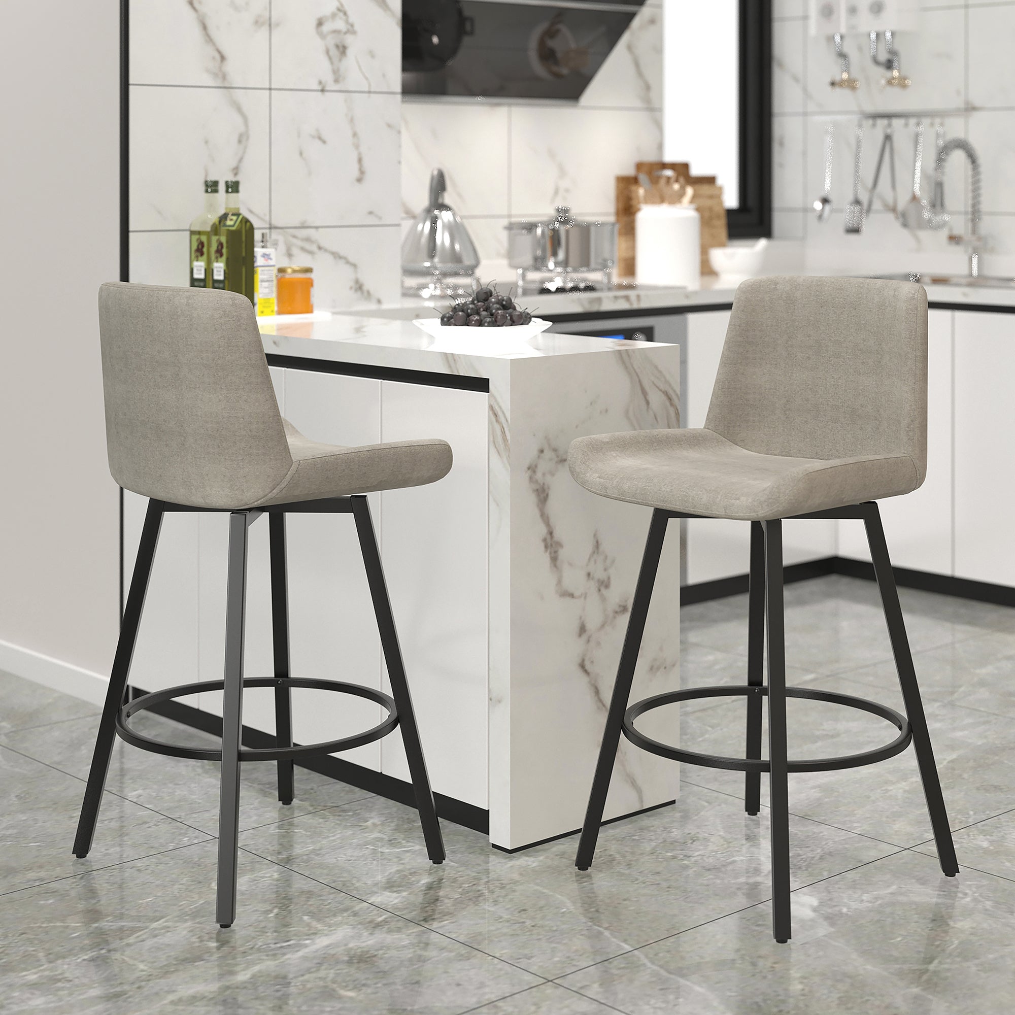WorldwideFERN - 26'' COUNTER STOOL FABRIC - GREY
