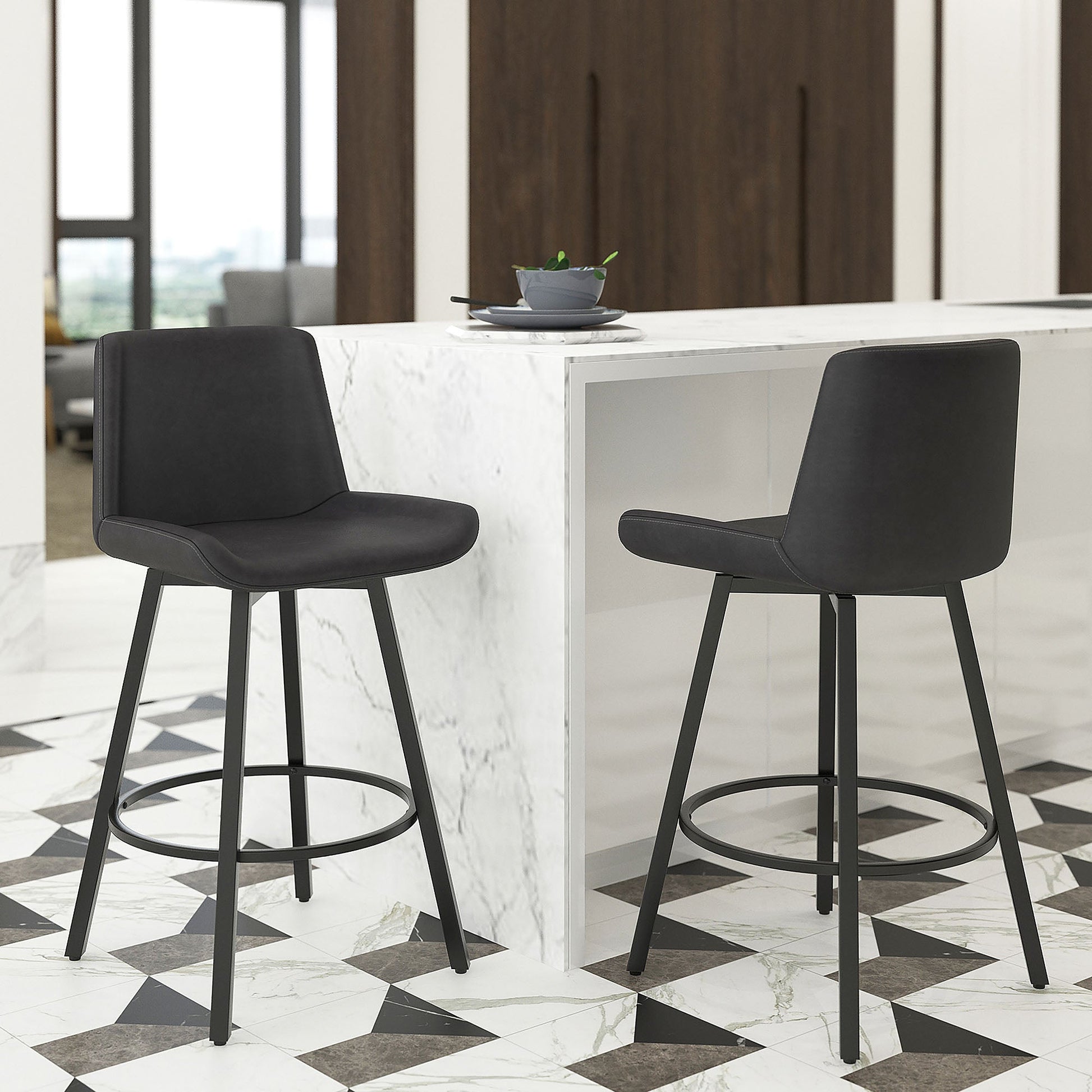 WorldwideFERN - 26'' COUNTER STOOL PU - CHARCOAL