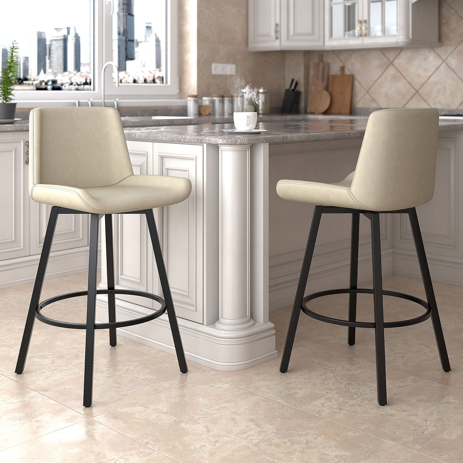 WorldwideFERN - 26'' COUNTER STOOL PU - IVORY