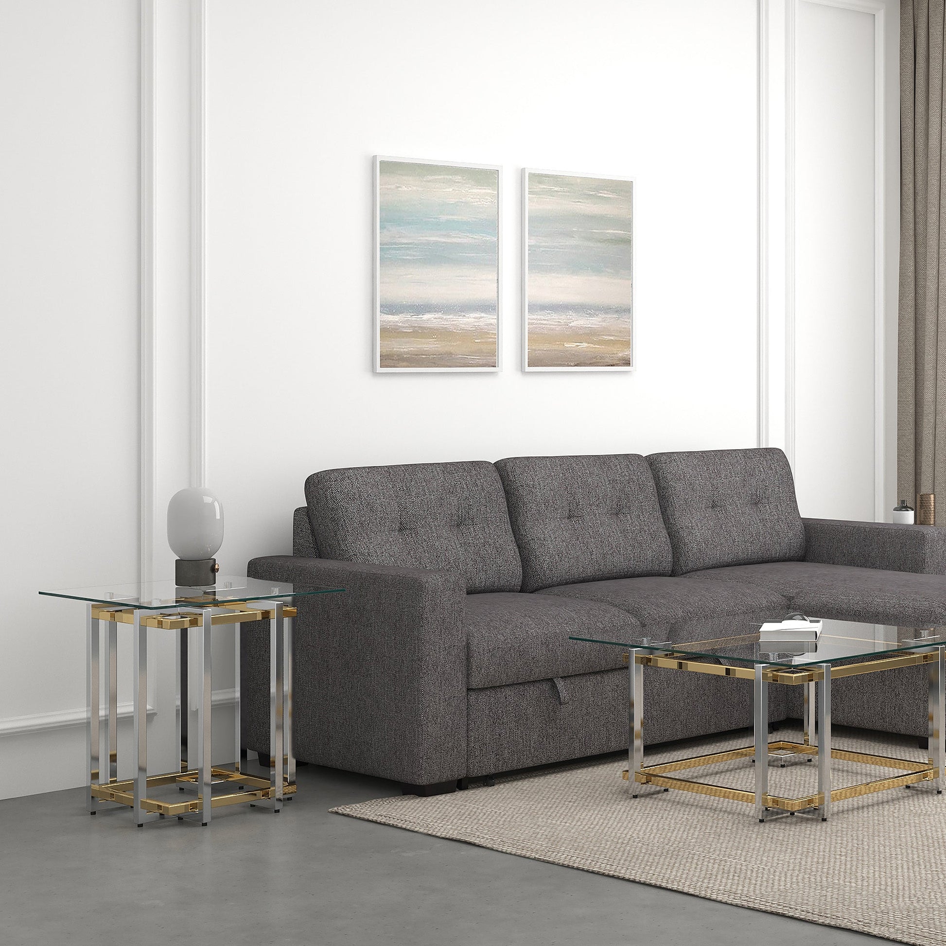 WorldwideFLORINA - ACCENT TABLE - SILVER/GOLD