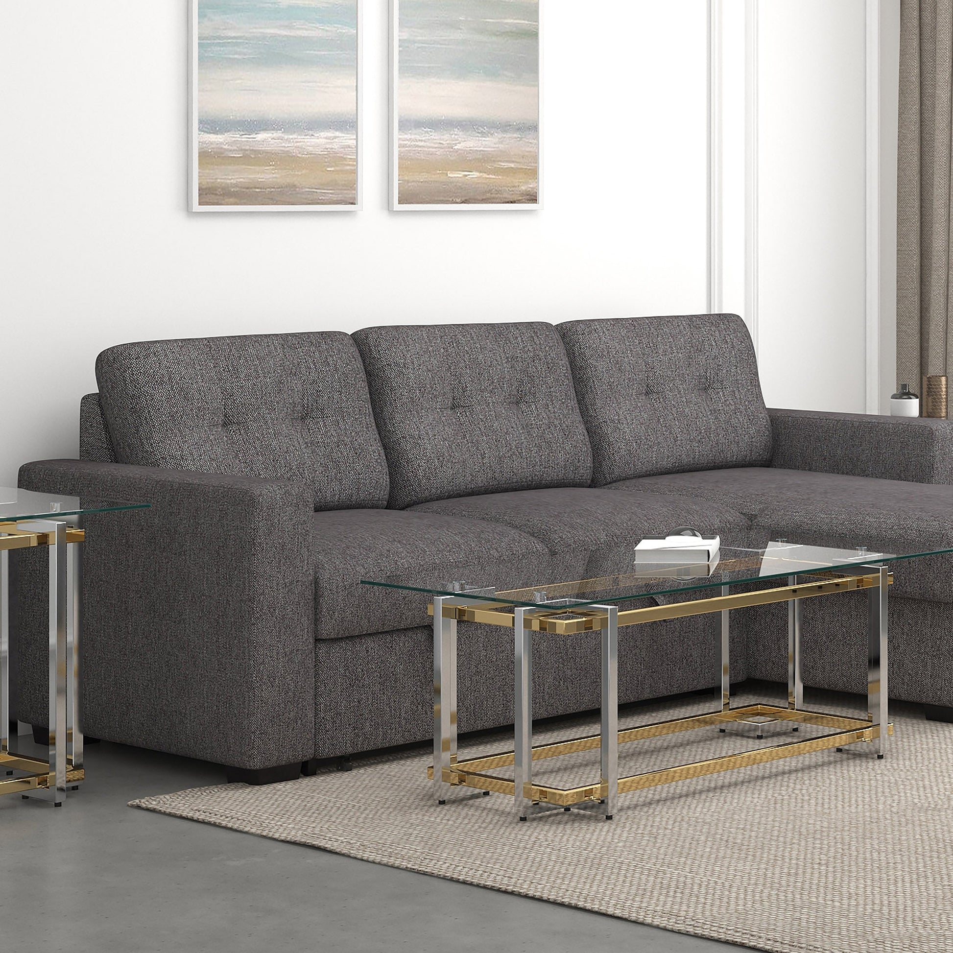 WorldwideFLORINA - RECT COFFEE TABLE - SILVER/GOLD