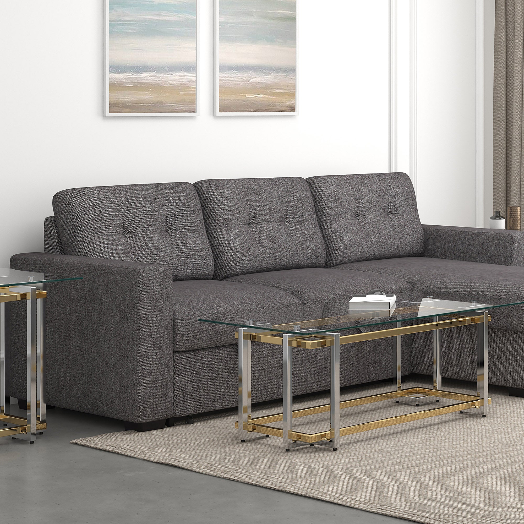 WorldwideFLORINA - RECT COFFEE TABLE - SILVER/GOLD
