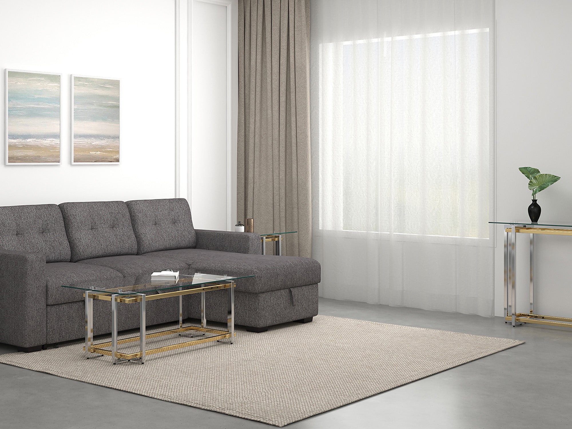 WorldwideFLORINA - RECT COFFEE TABLE - SILVER/GOLD