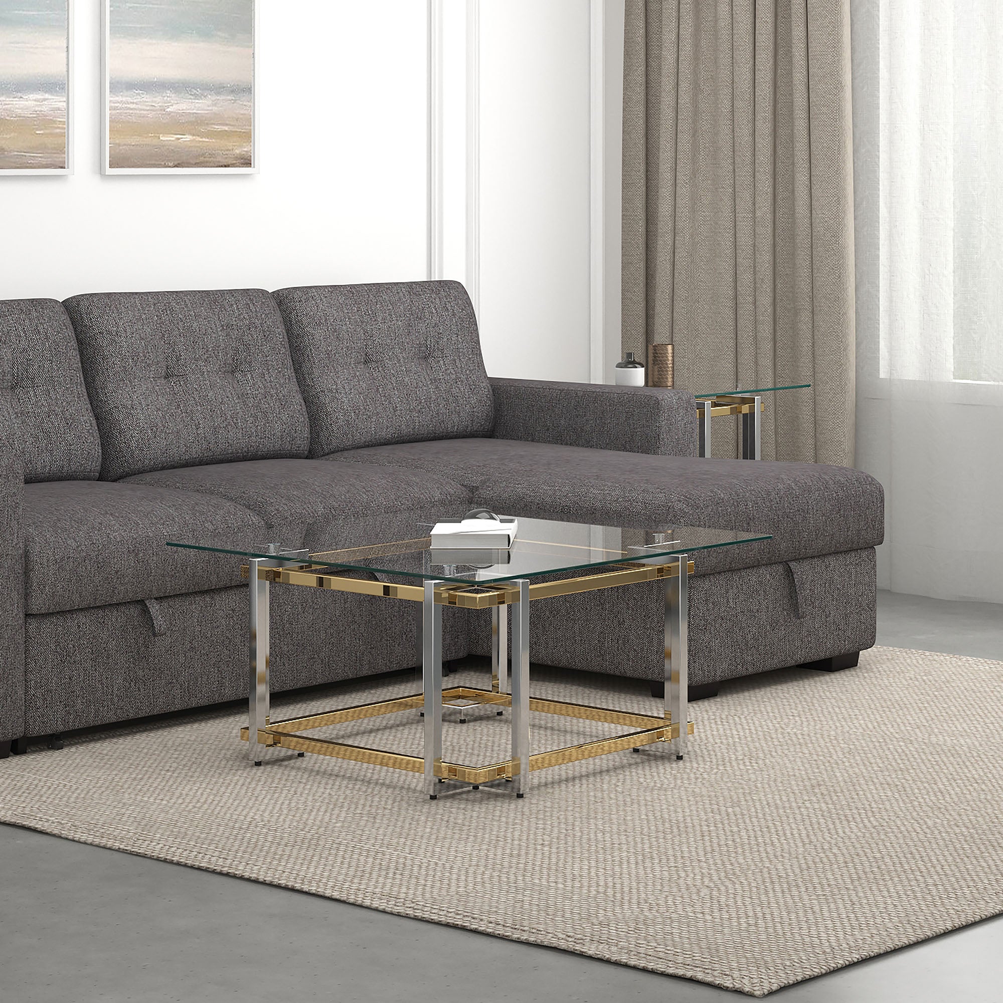 WorldwideFLORINA - SQ COFFEE TABLE - SILVER/GOLD