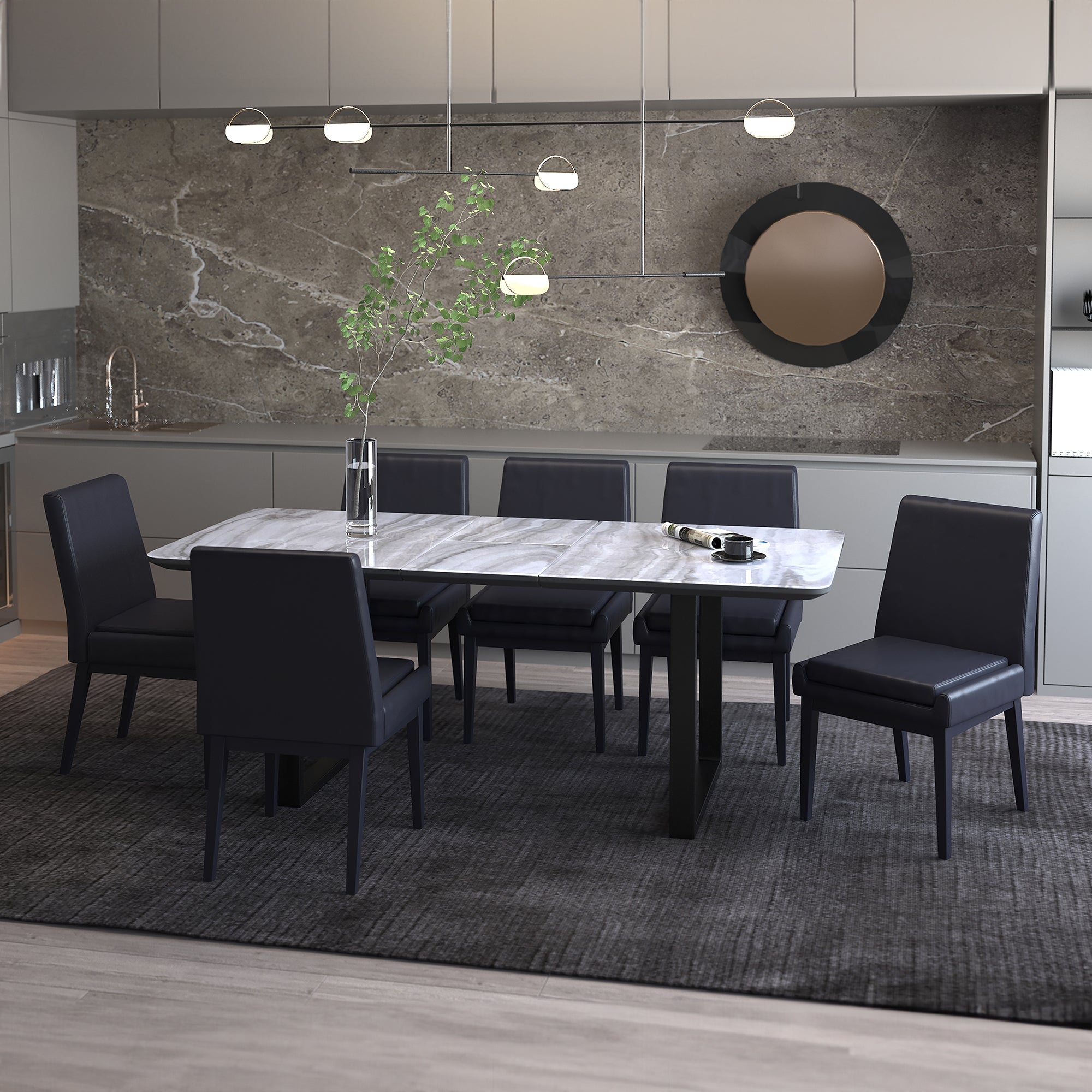 WorldwideGAVIN_CORTEZ BLK_BK - 7PC DINING SET