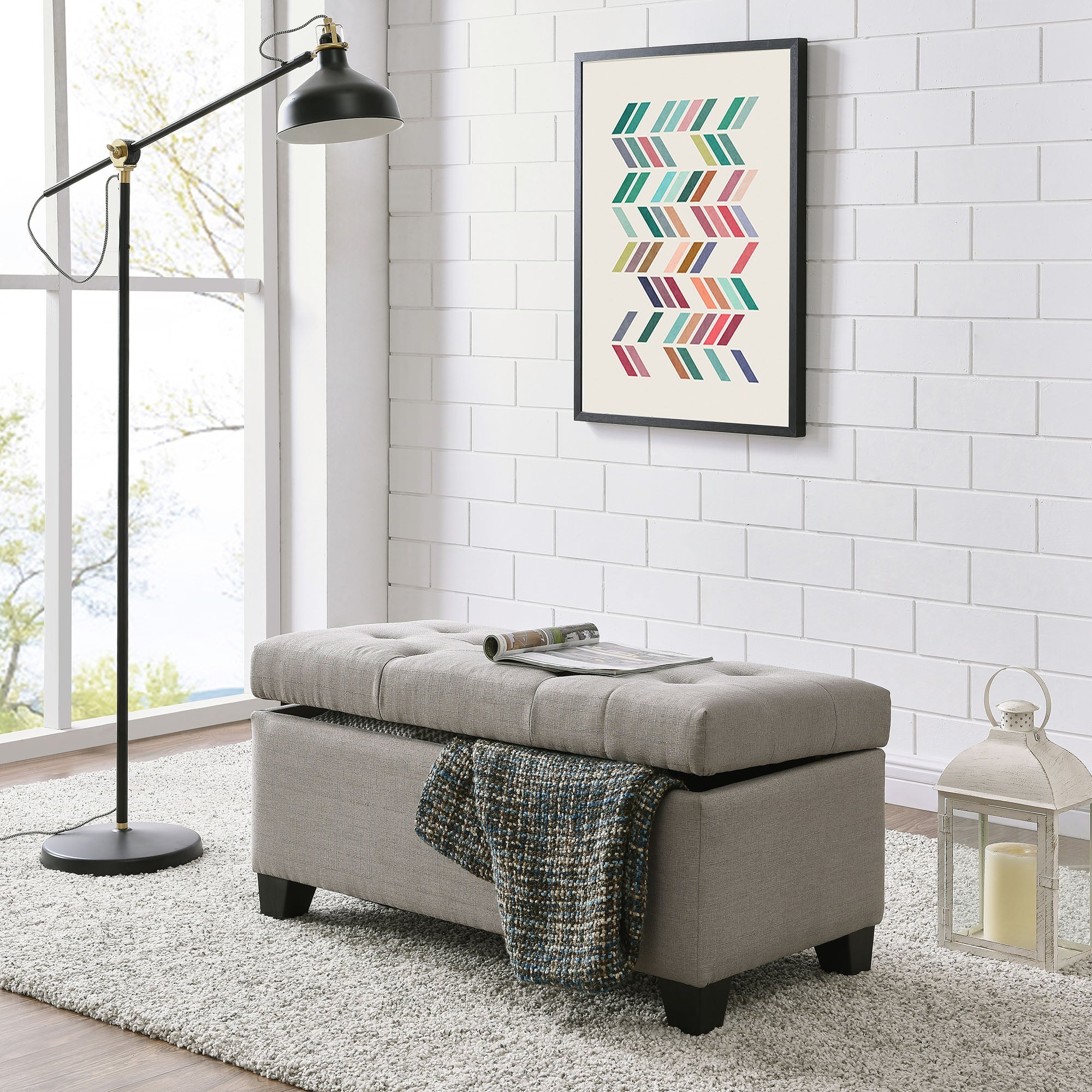 WorldwideHARPER - STORAGE OTTOMAN - LIGHT GREY