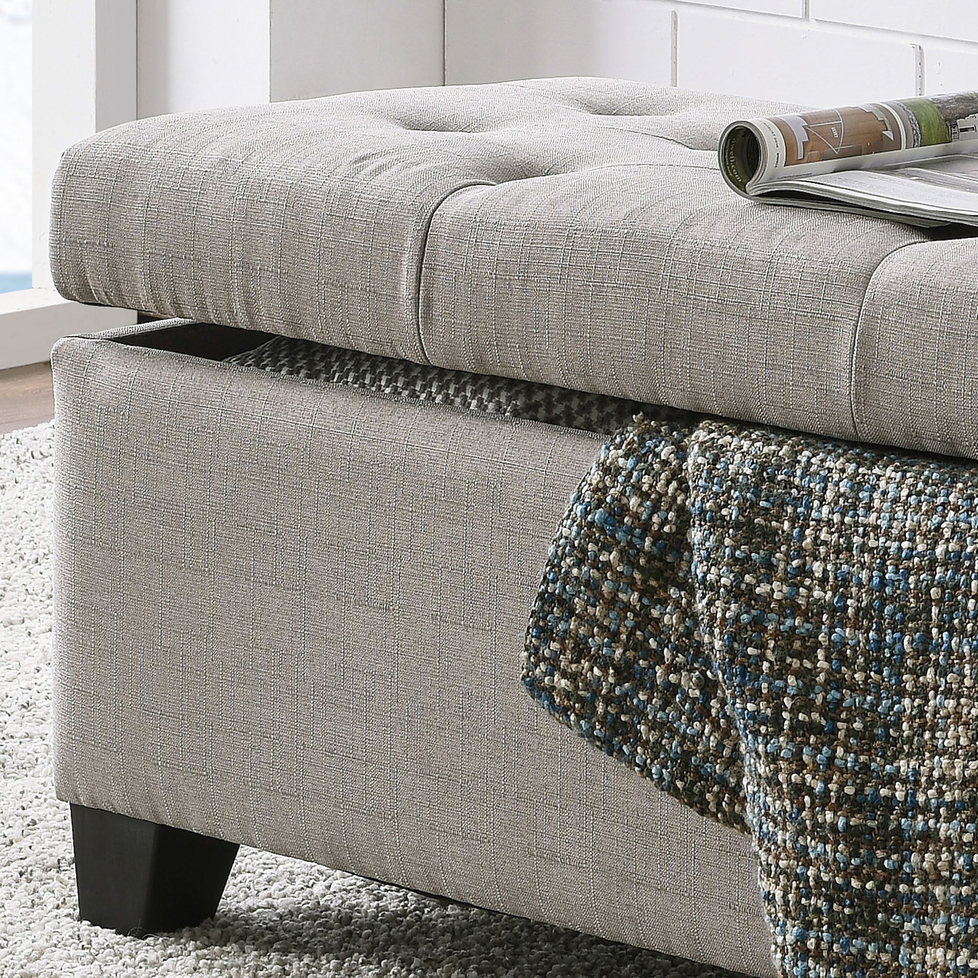 WorldwideHARPER - STORAGE OTTOMAN - LIGHT GREY