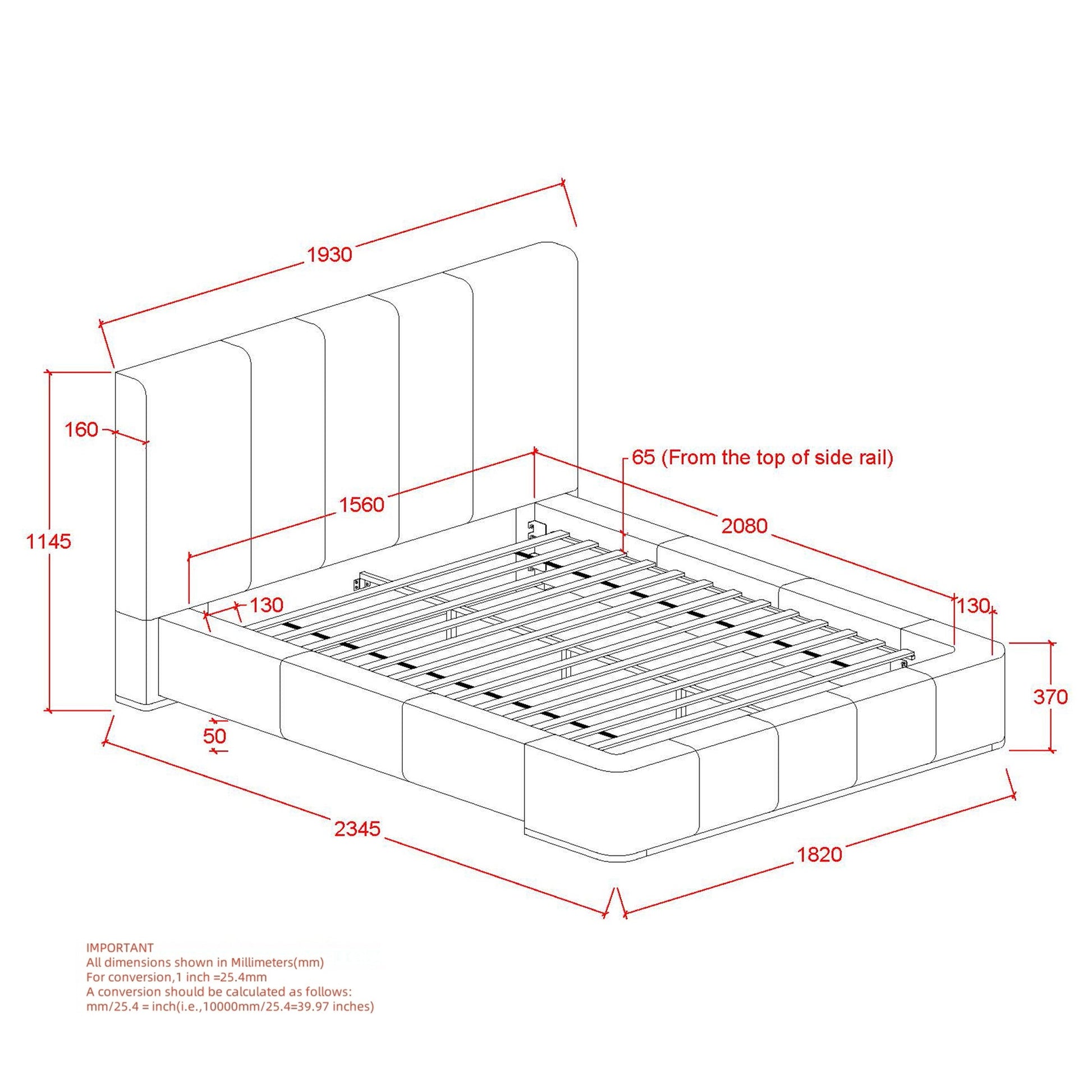 WorldwideHARROD - 60" PLATFORM BED - MUSHROOM