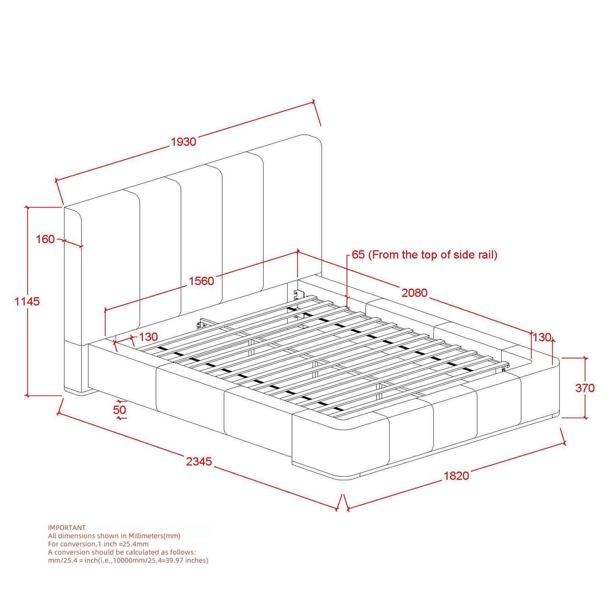 WorldwideHARROD - 60" PLATFORM BED - MUSHROOM