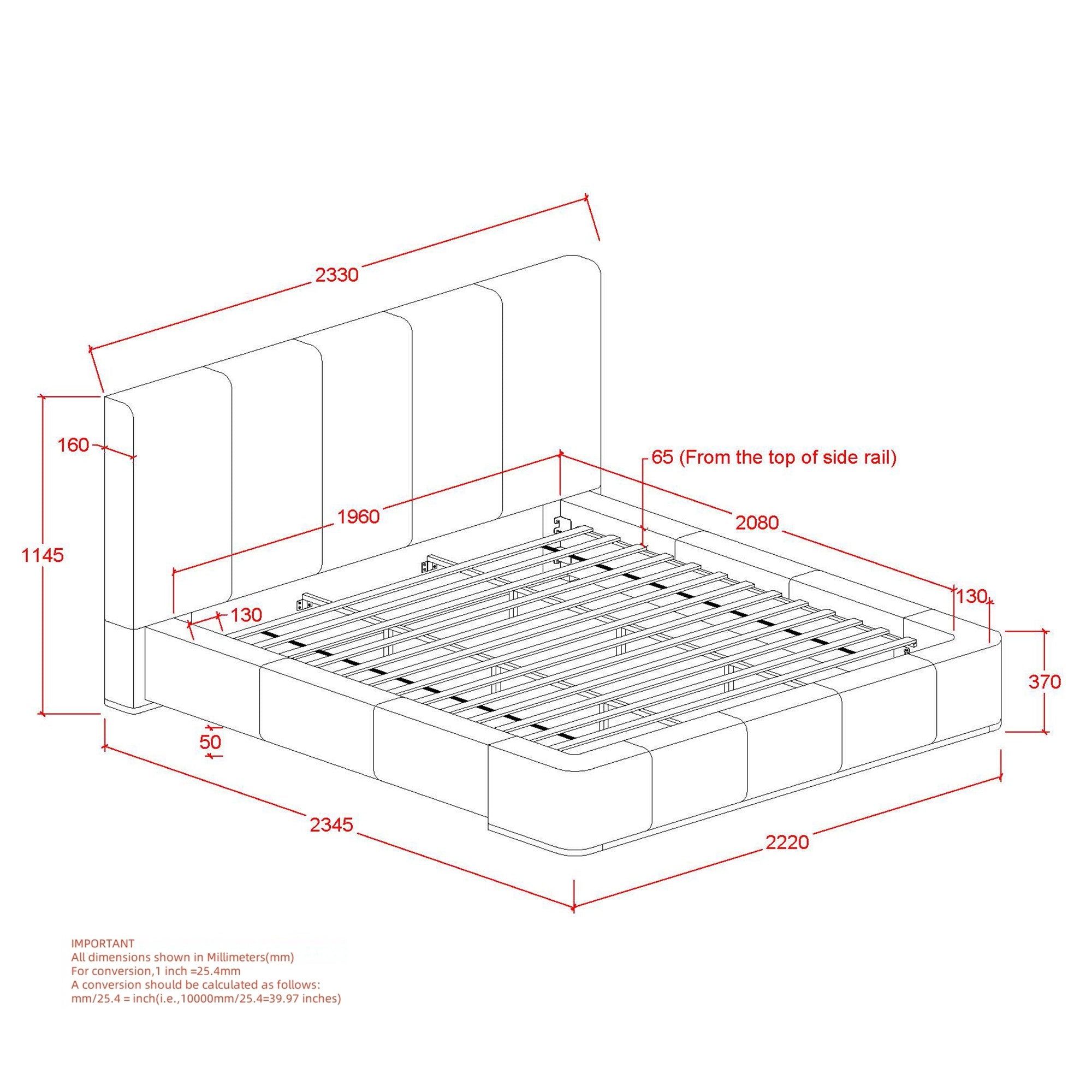WorldwideHARROD - 78" PLATFORM BED - MUSHROOM