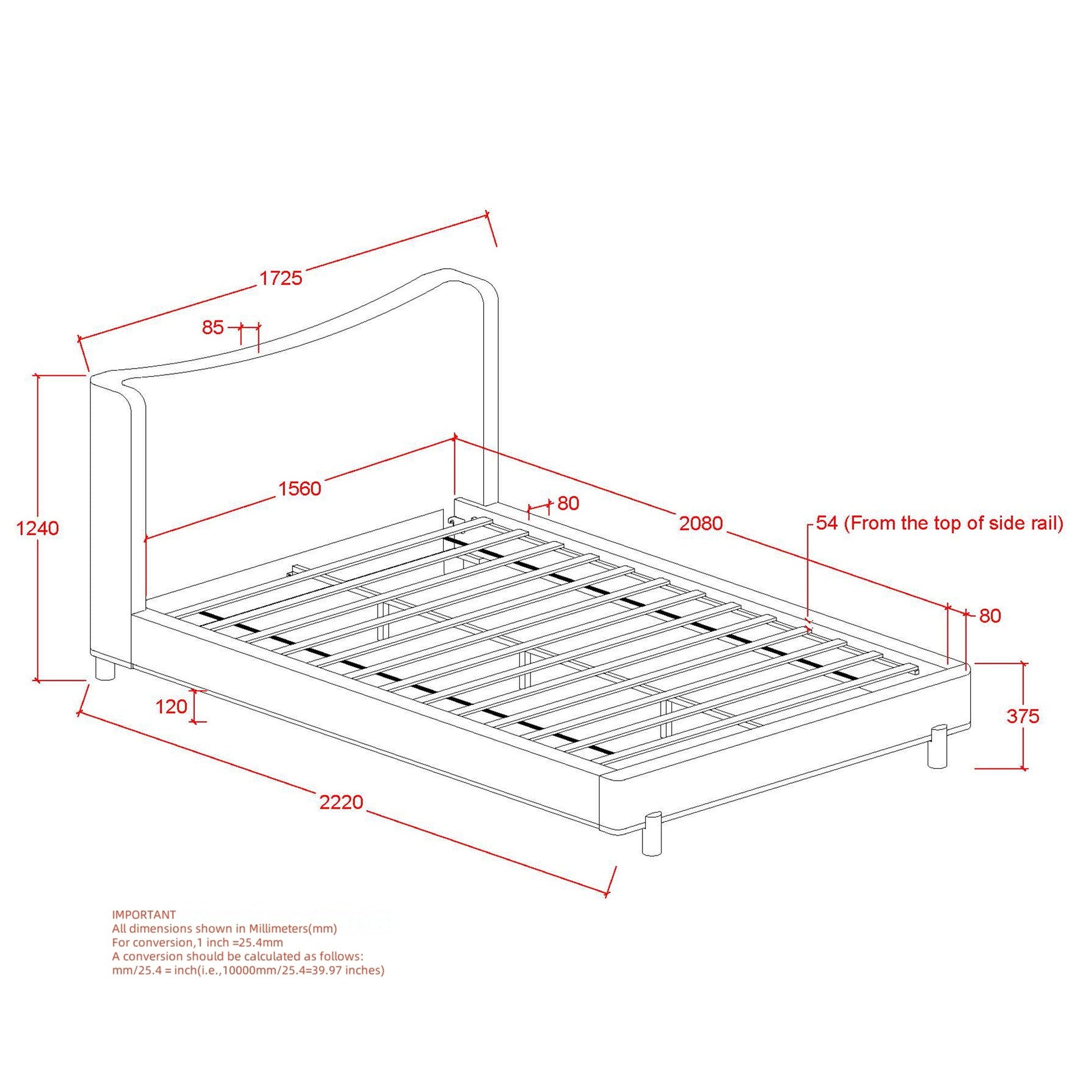WorldwideISADORA - 60" PLATFORM BED - DARK BEIGE