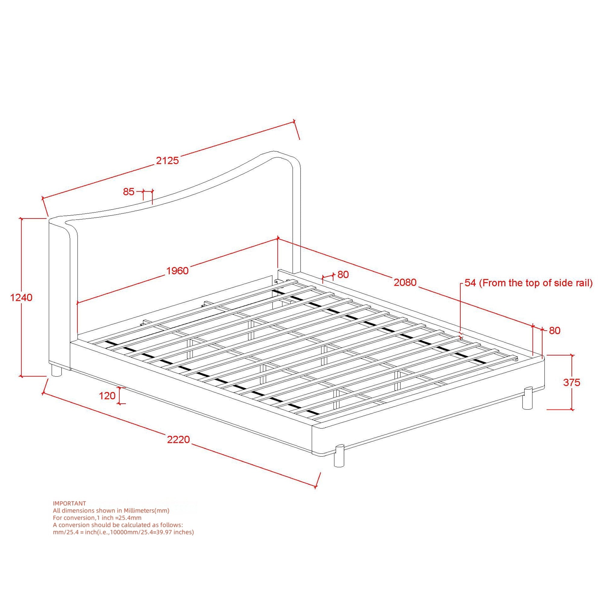 WorldwideISADORA - 78" PLATFORM BED - DARK BEIGE