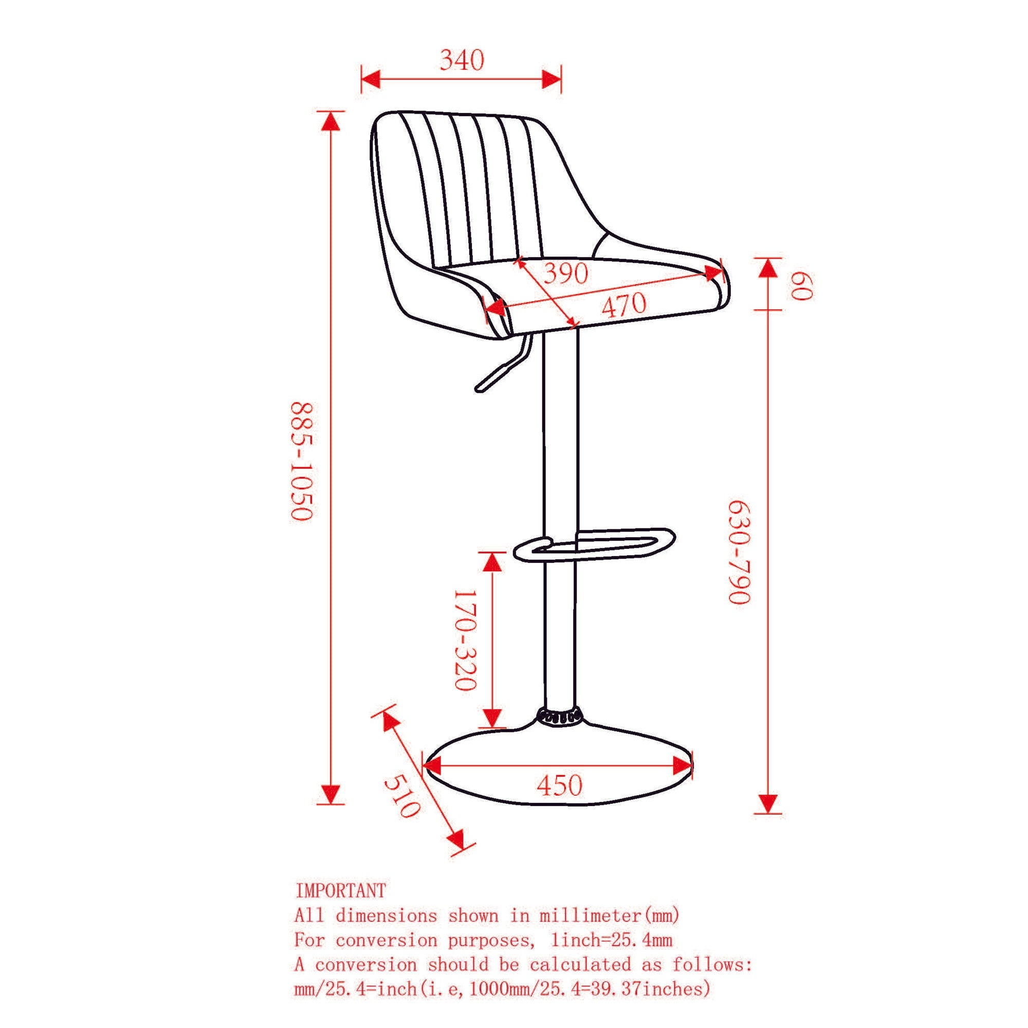 WorldwideKRON - AIR LIFT STOOL PU - BLACK