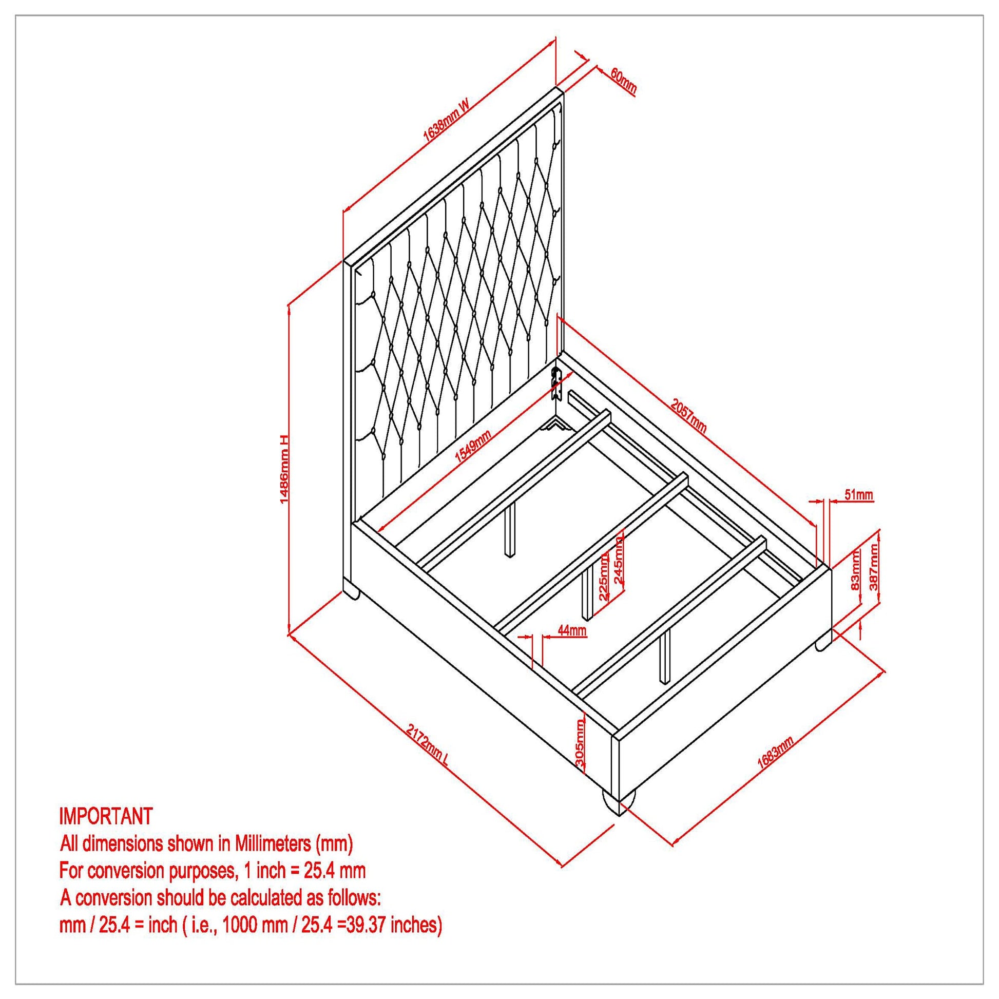 WorldwideLUCILLE - 60'' BED - GREY/SILVER