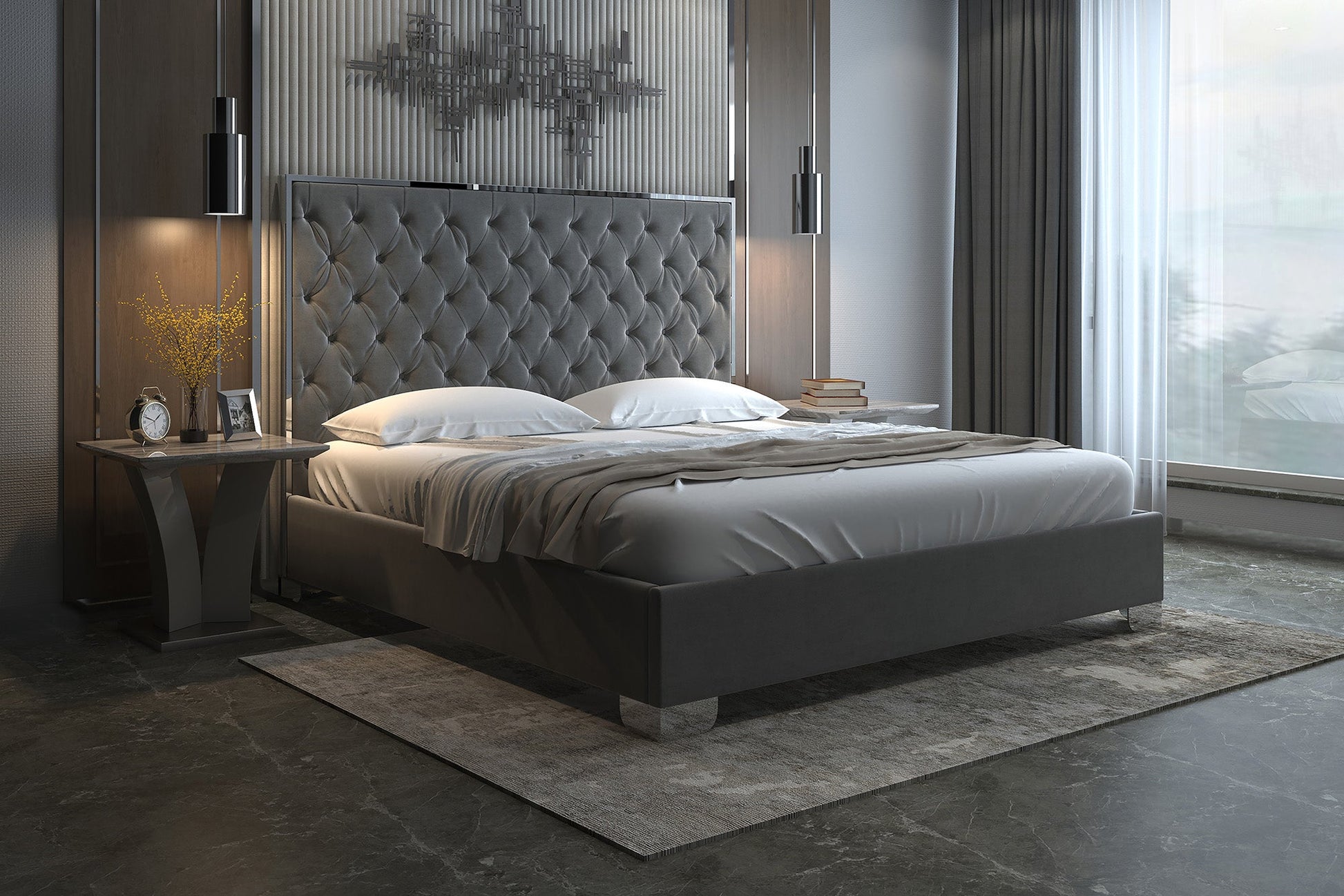 WorldwideLUCILLE - 78'' BED - GREY/SILVER