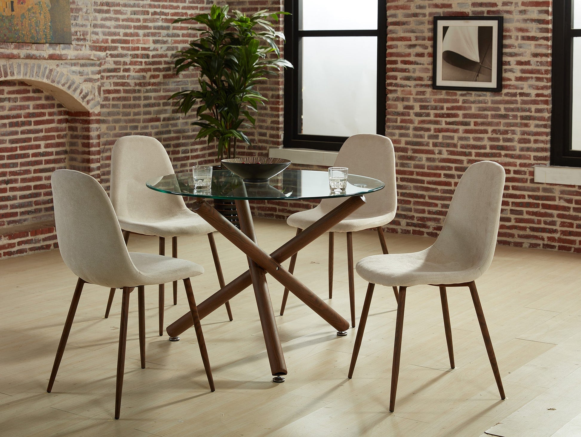 WorldwideLYNA - SIDE CHAIR FABRIC - BEIGE
