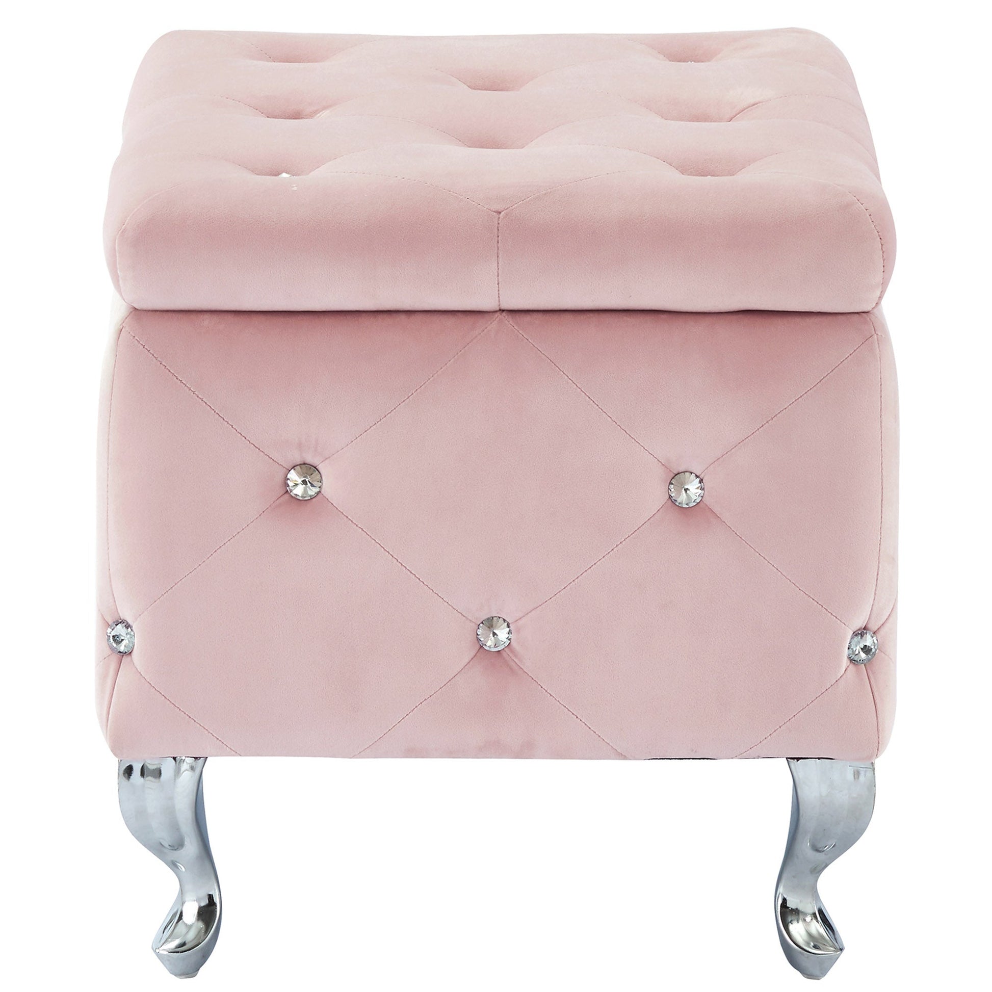 WorldwideMONIQUE - SM STORAGE OTTOMAN - BLUSH VELVET