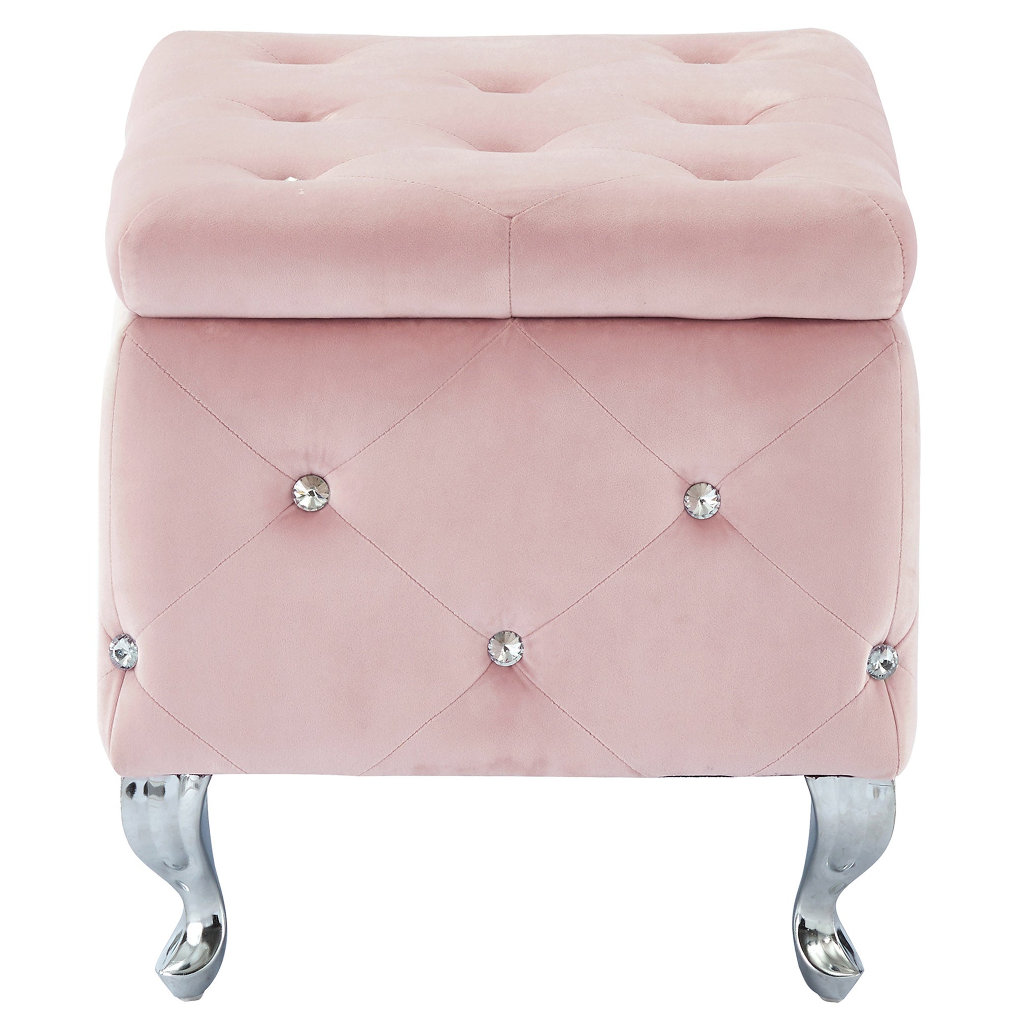 WorldwideMONIQUE - SM STORAGE OTTOMAN - BLUSH VELVET
