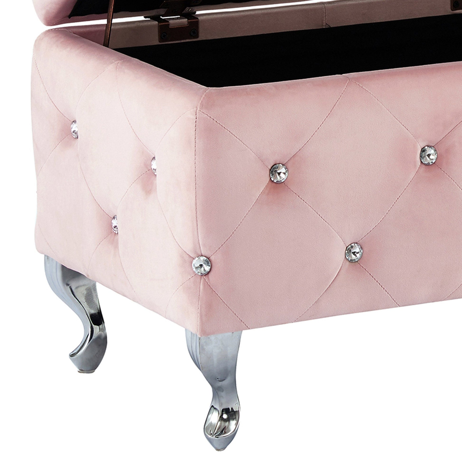 WorldwideMONIQUE - SM STORAGE OTTOMAN - BLUSH VELVET