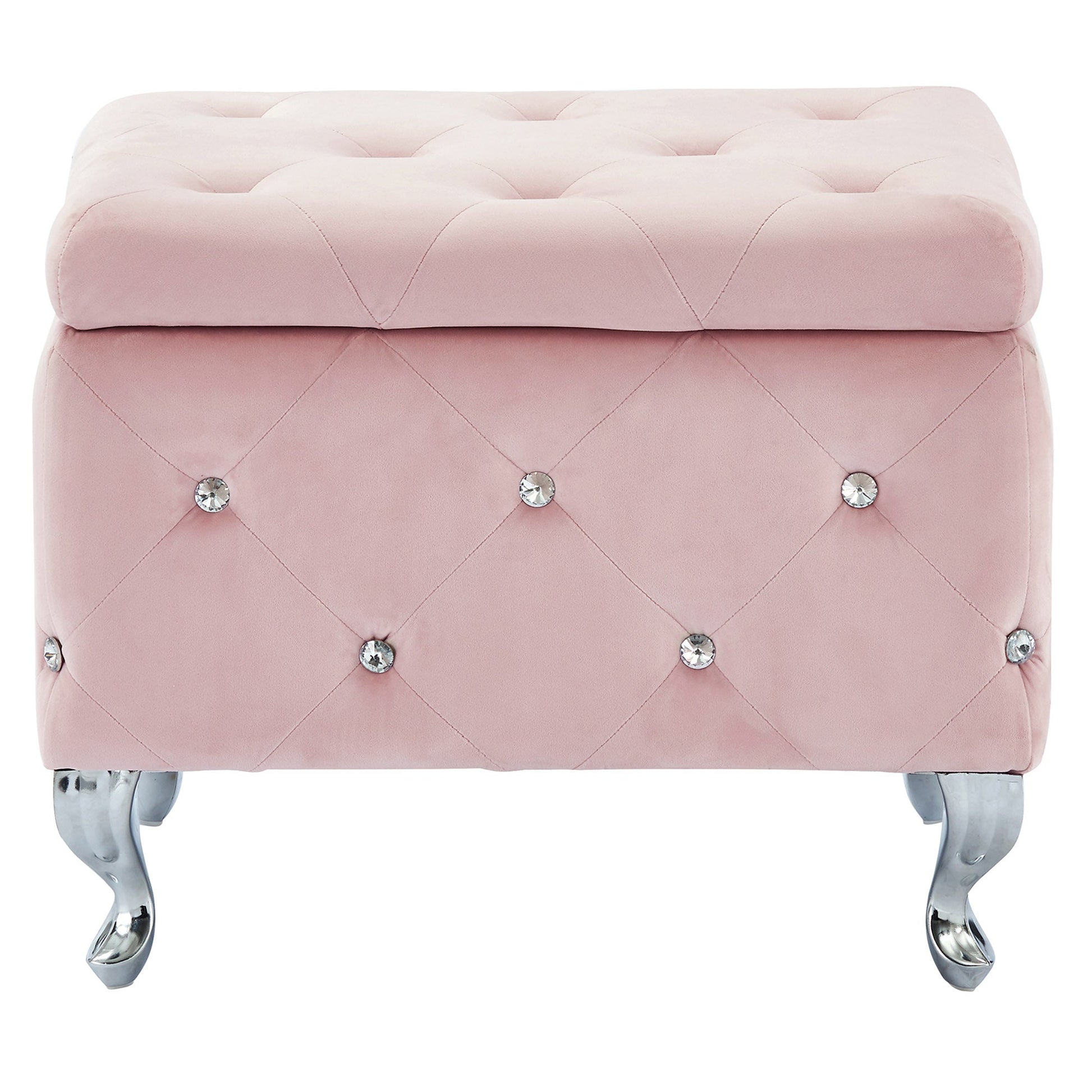 WorldwideMONIQUE - SM STORAGE OTTOMAN - BLUSH VELVET