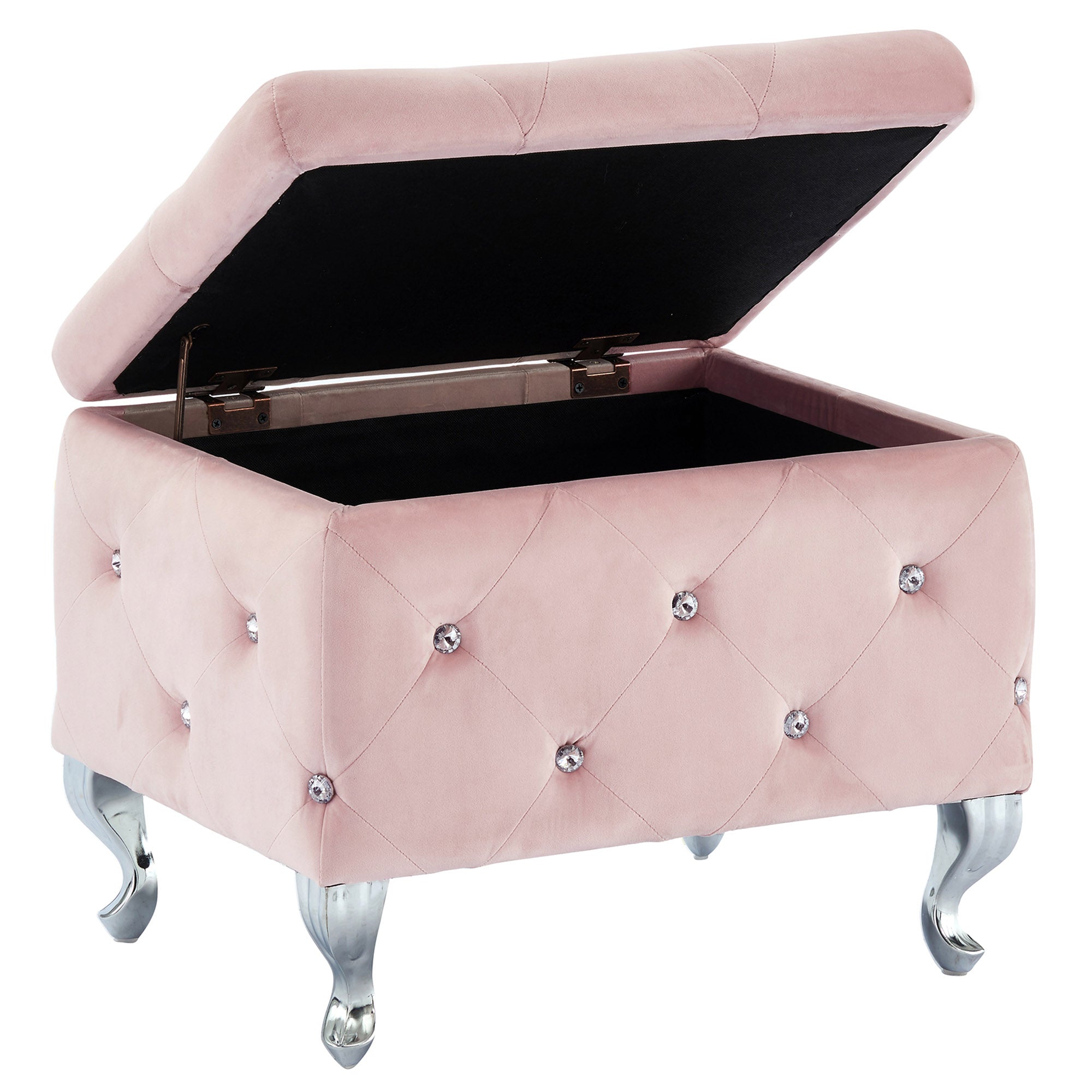 WorldwideMONIQUE - SM STORAGE OTTOMAN - BLUSH VELVET