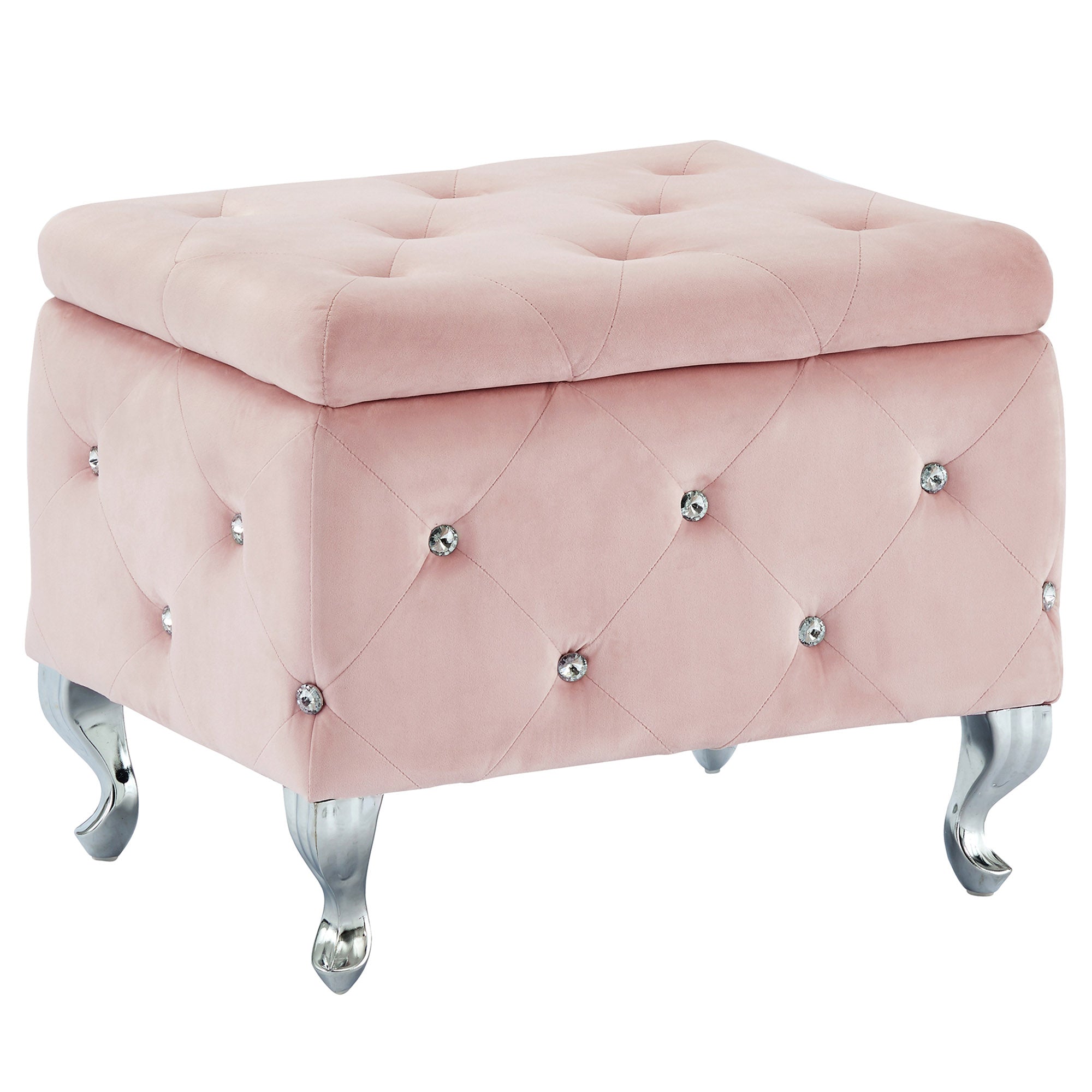 WorldwideMONIQUE - SM STORAGE OTTOMAN - BLUSH VELVET