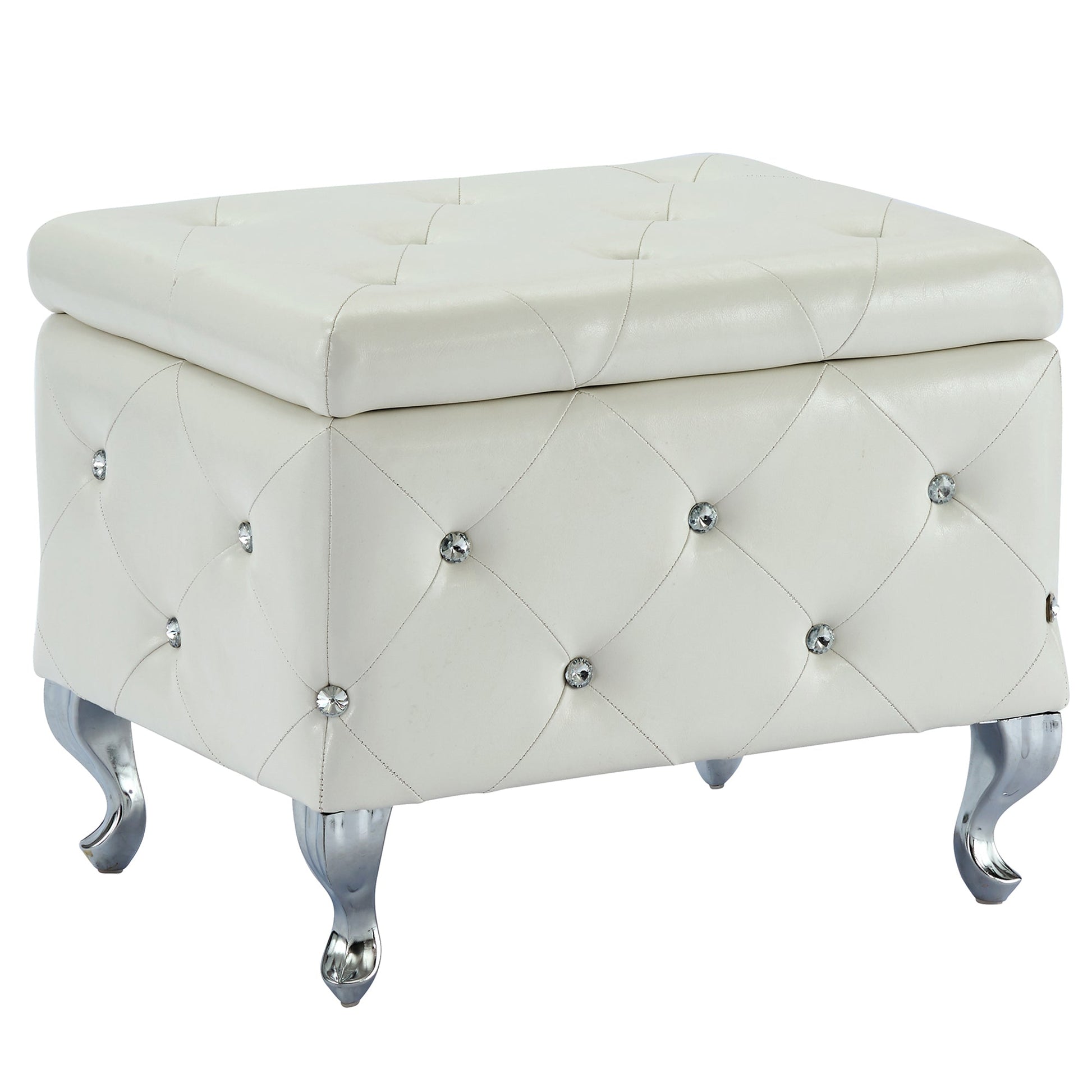 WorldwideMONIQUE - SM STORAGE OTTOMAN - WHITE PU