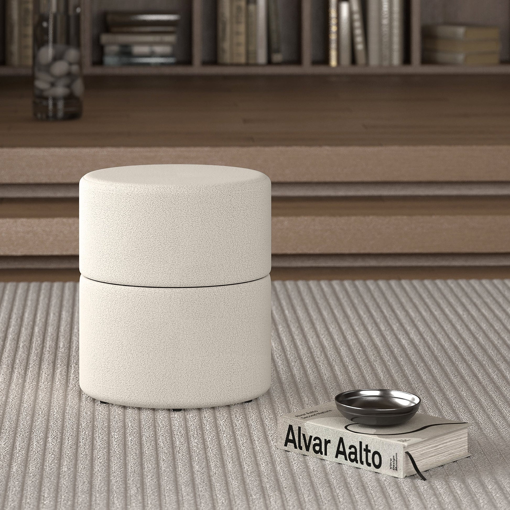 WorldwideNOVAR - ROUND SWIVEL OTTOMAN - CREAM