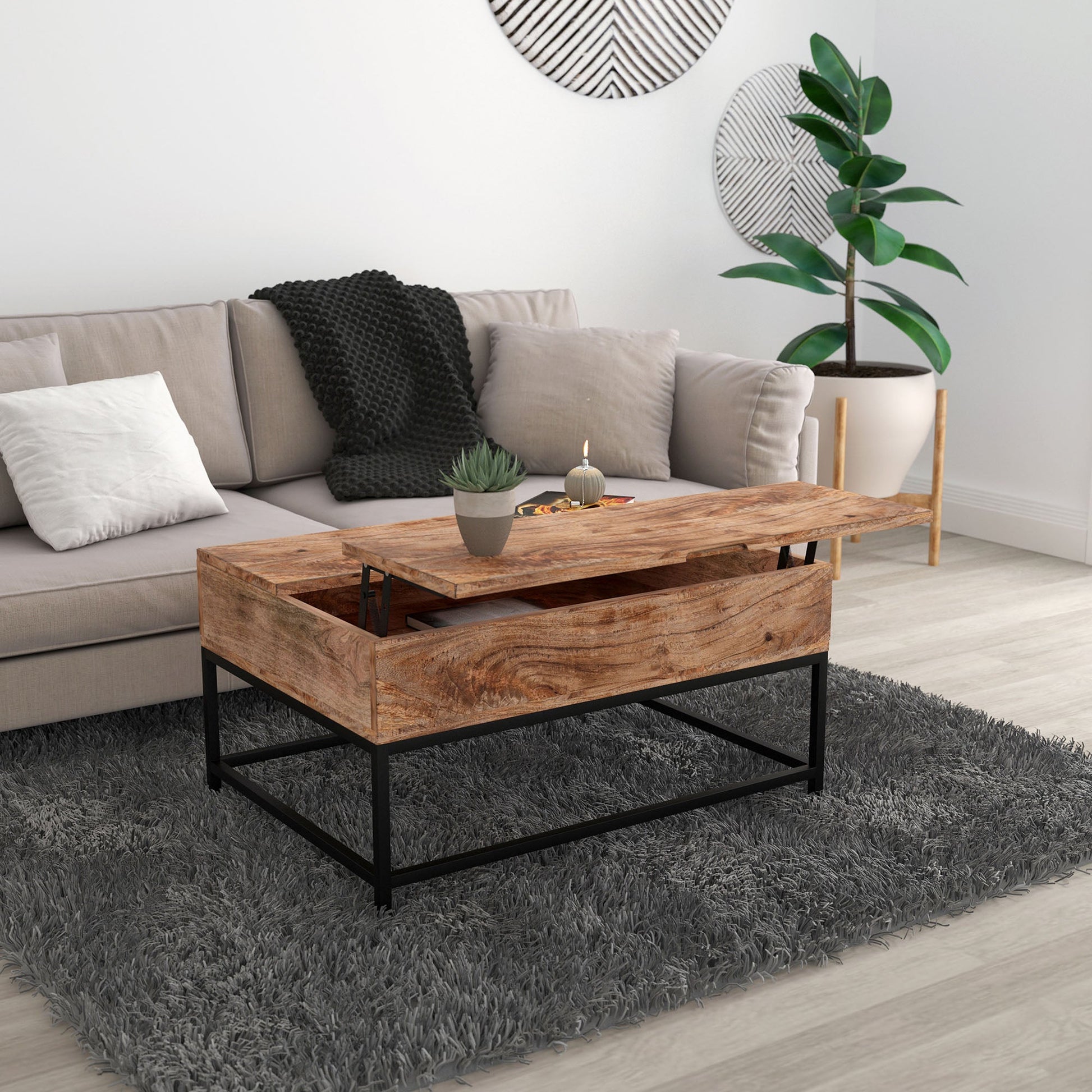 WorldwideOJAS - LIFT - TOP COFFEE TABLE - NATURAL BURNT
