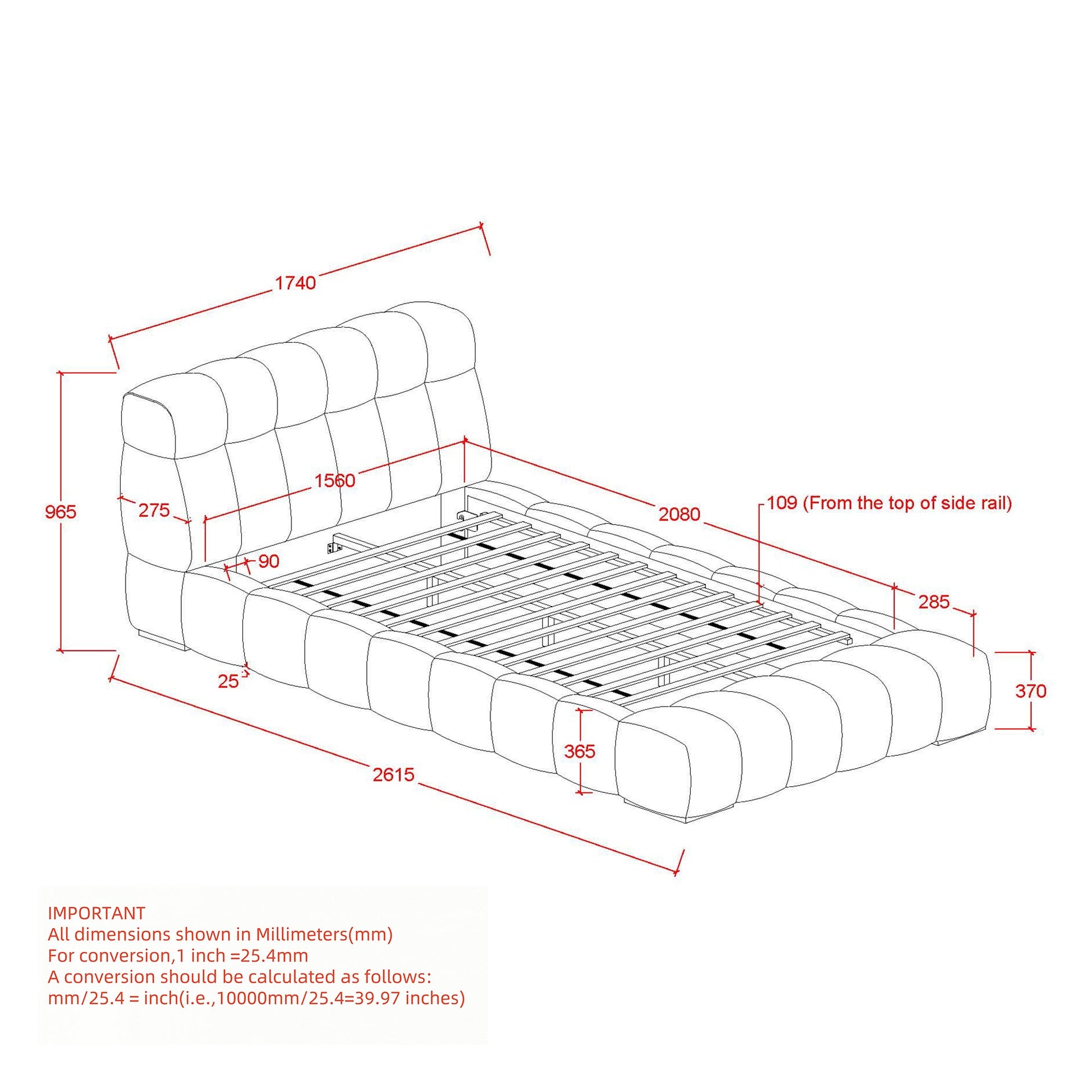 WorldwidePASHA - 60" PLATFORM BED - BEIGE PEARL