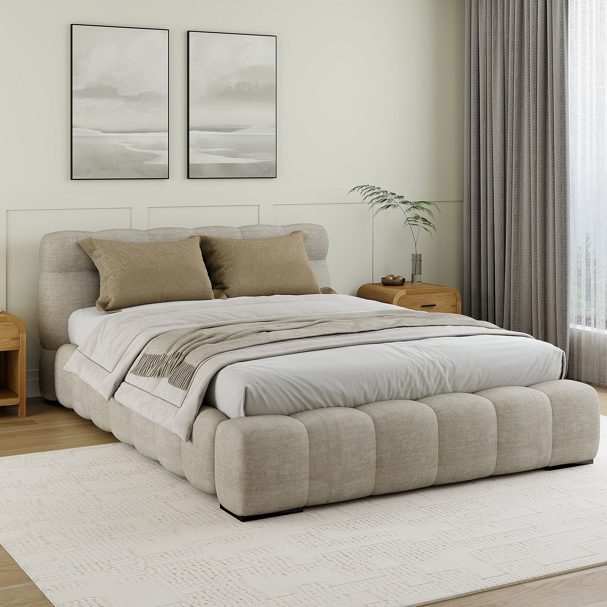 WorldwidePASHA - 60" PLATFORM BED - BEIGE PEARL