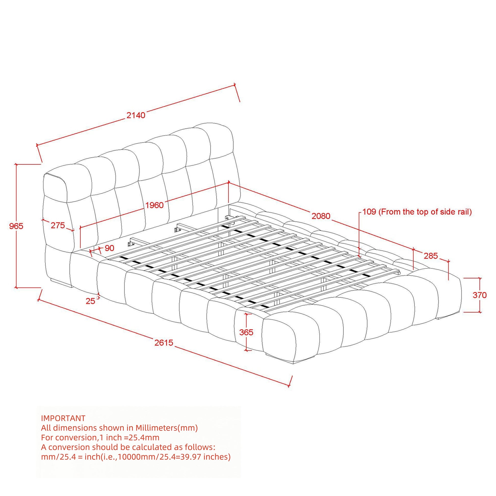 WorldwidePASHA - 78" PLATFORM BED - BEIGE PEARL
