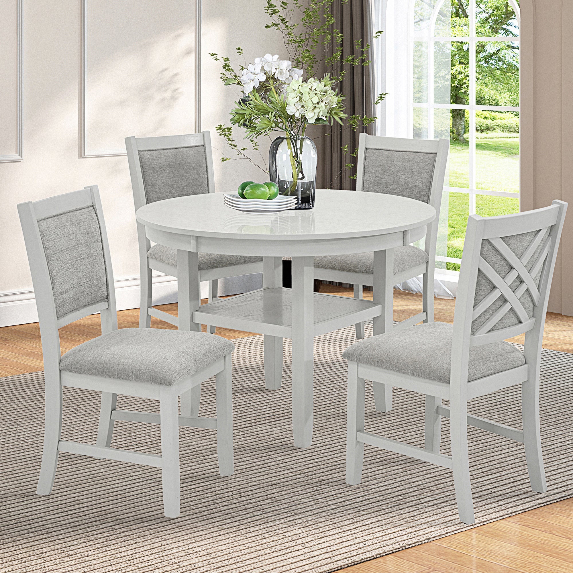 WorldwideSAMUEL - 5PC DINING SET - WHITEWASH