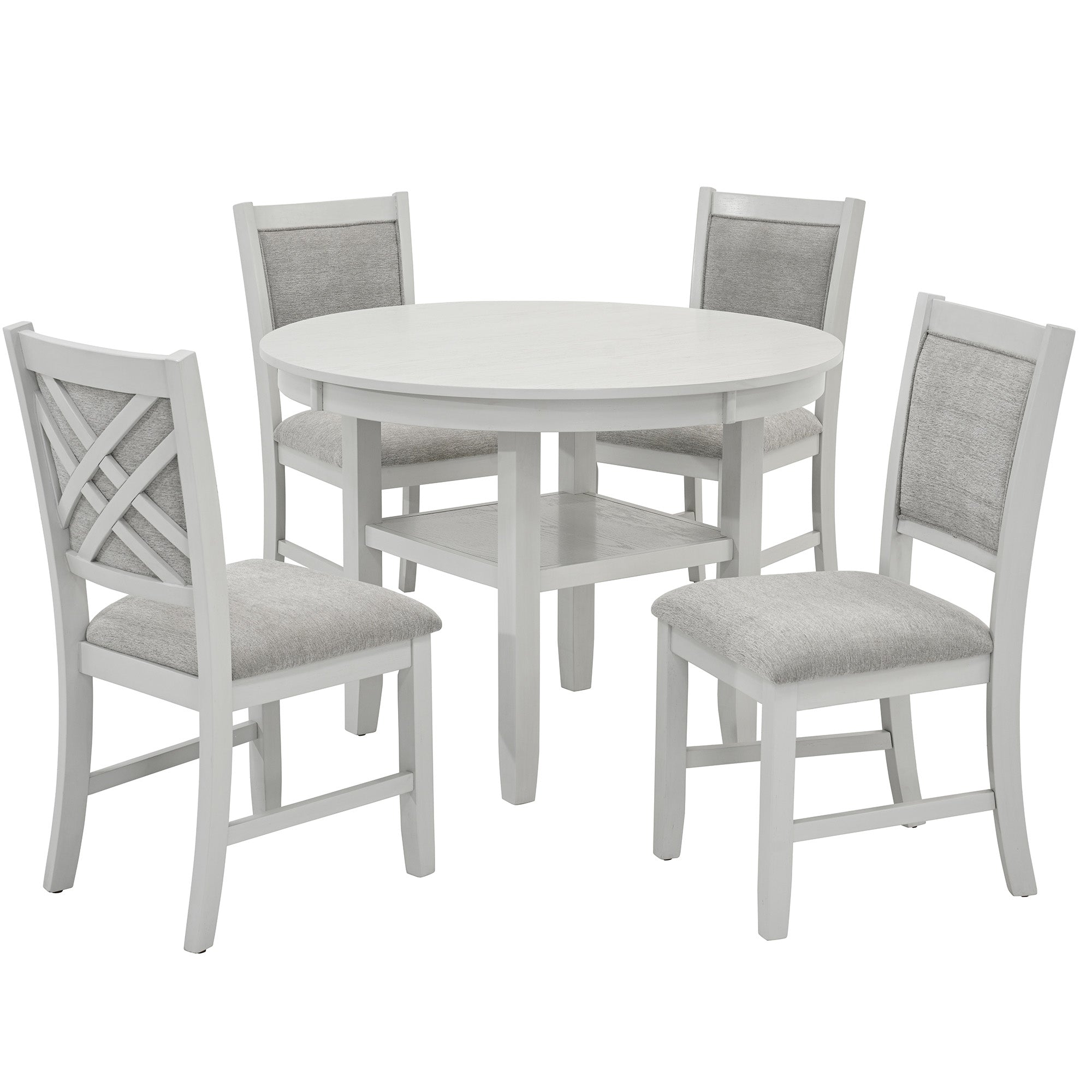 WorldwideSAMUEL - 5PC DINING SET - WHITEWASH