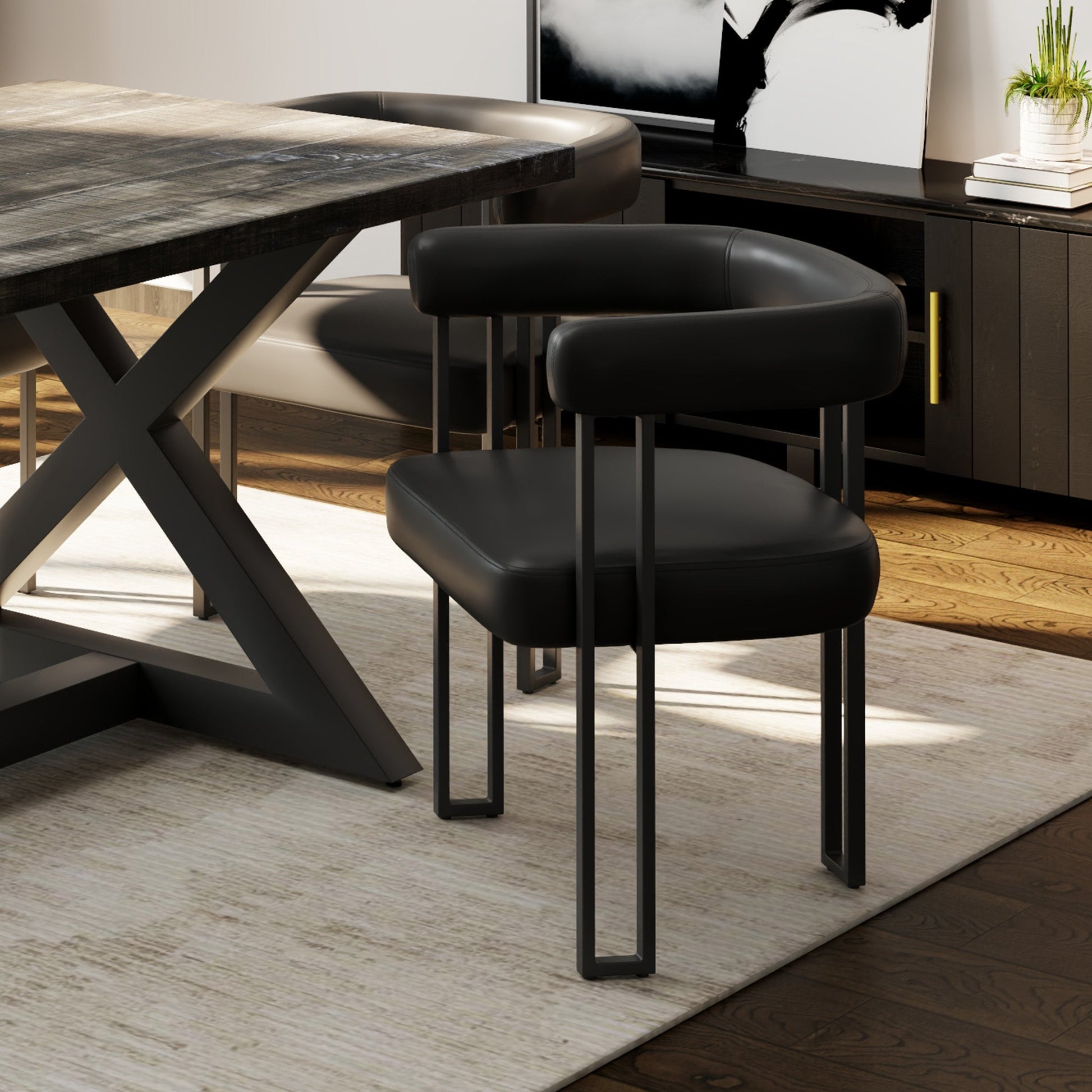 WorldwideSCARLET - DINING CHAIR - PU BLACK