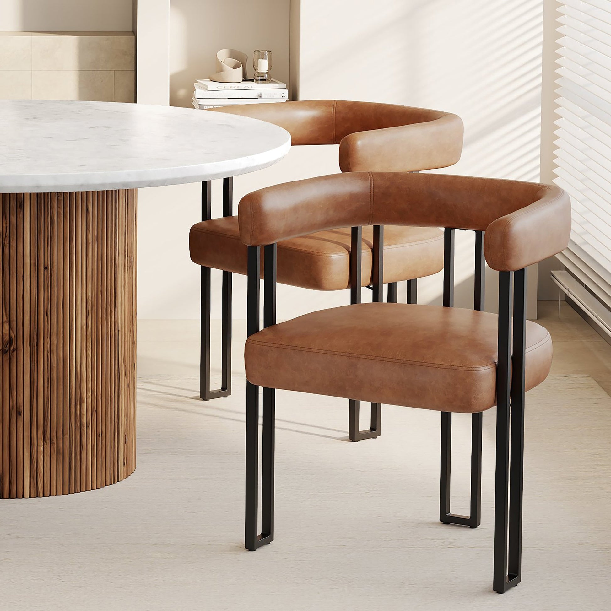 WorldwideSCARLET - DINING CHAIR - PU SADDLE