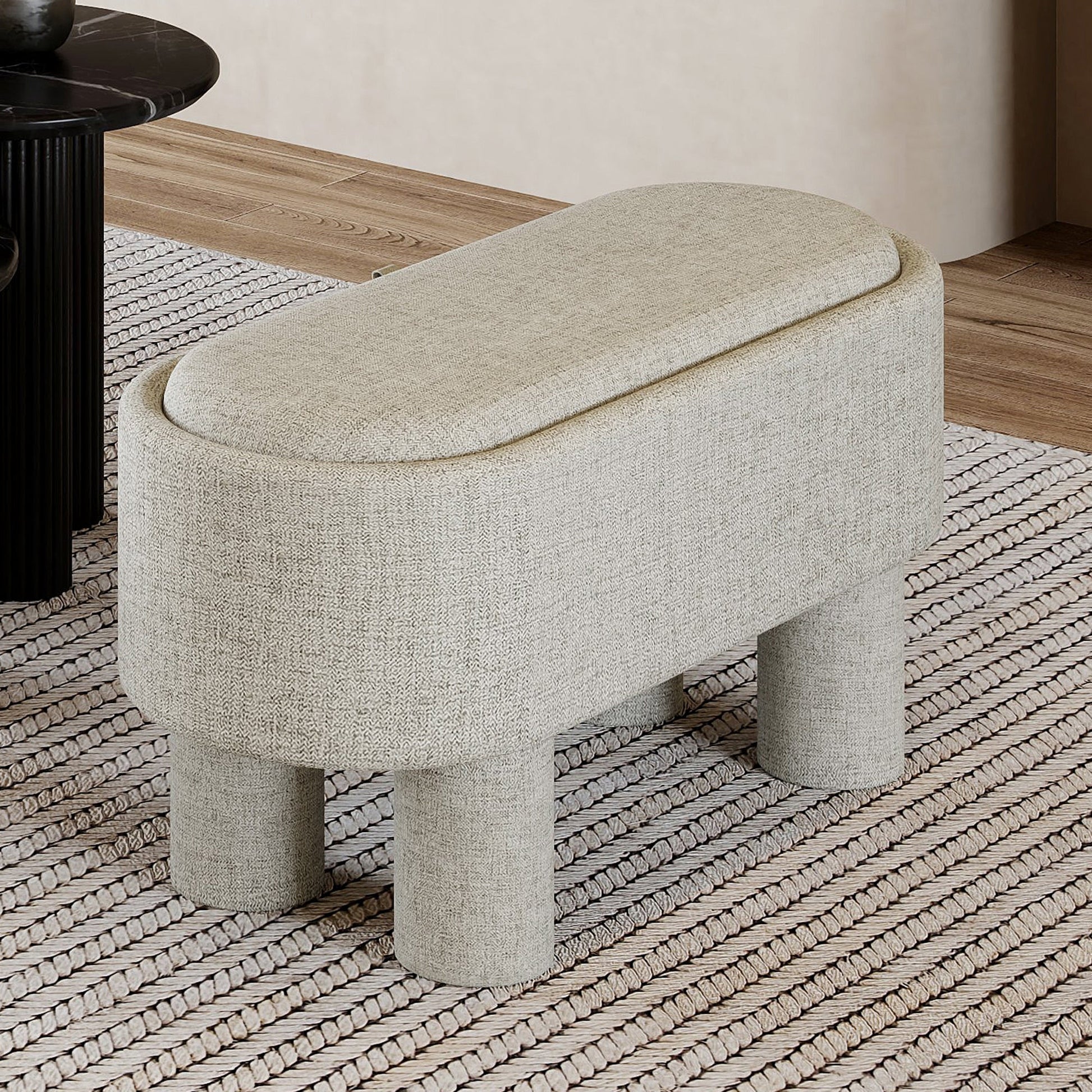 WorldwideSEZRON - STORAGE OTTOMAN BENCH - WARM GREY