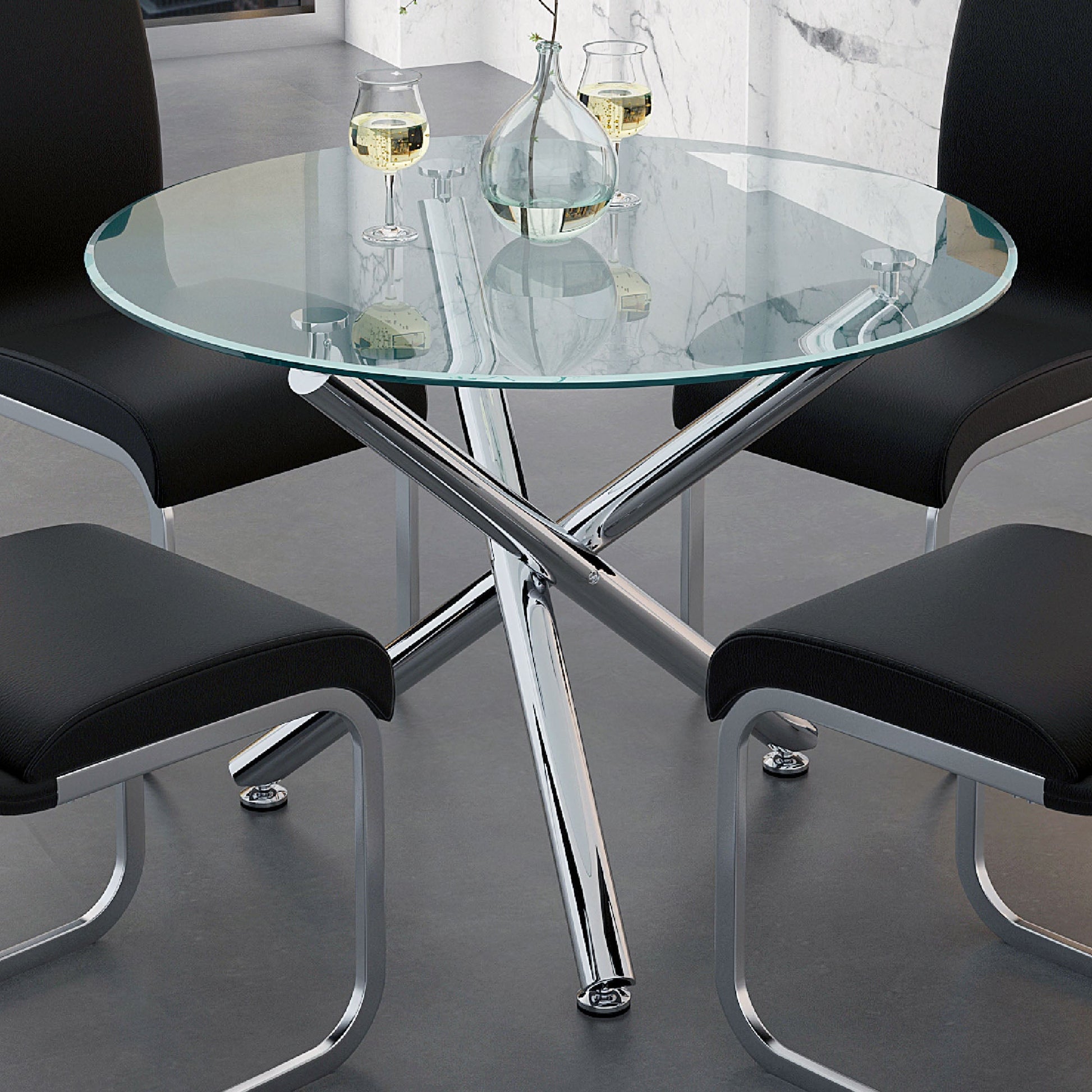 WorldwideSOLARA II - DINING TABLE, 40"dia - CHROME