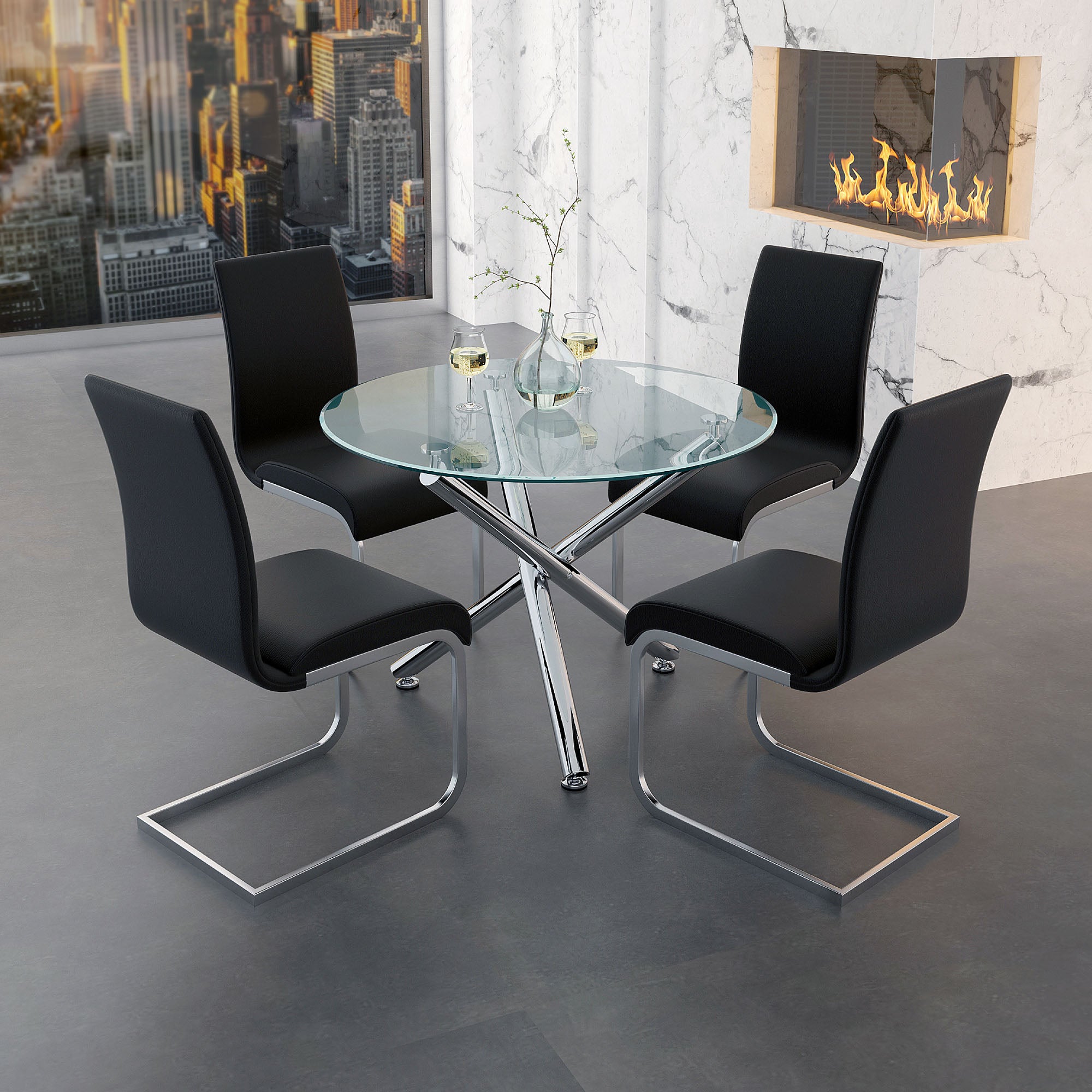 WorldwideSOLARA II - DINING TABLE, 40"dia - CHROME