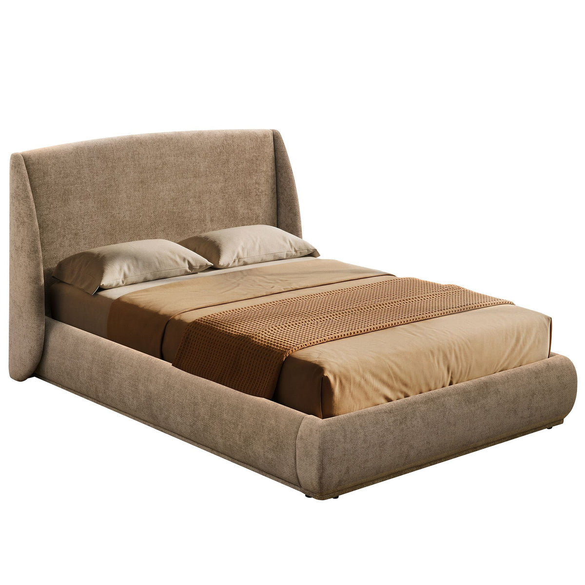 WorldwideUrsula Platform Bed in Dark Beige