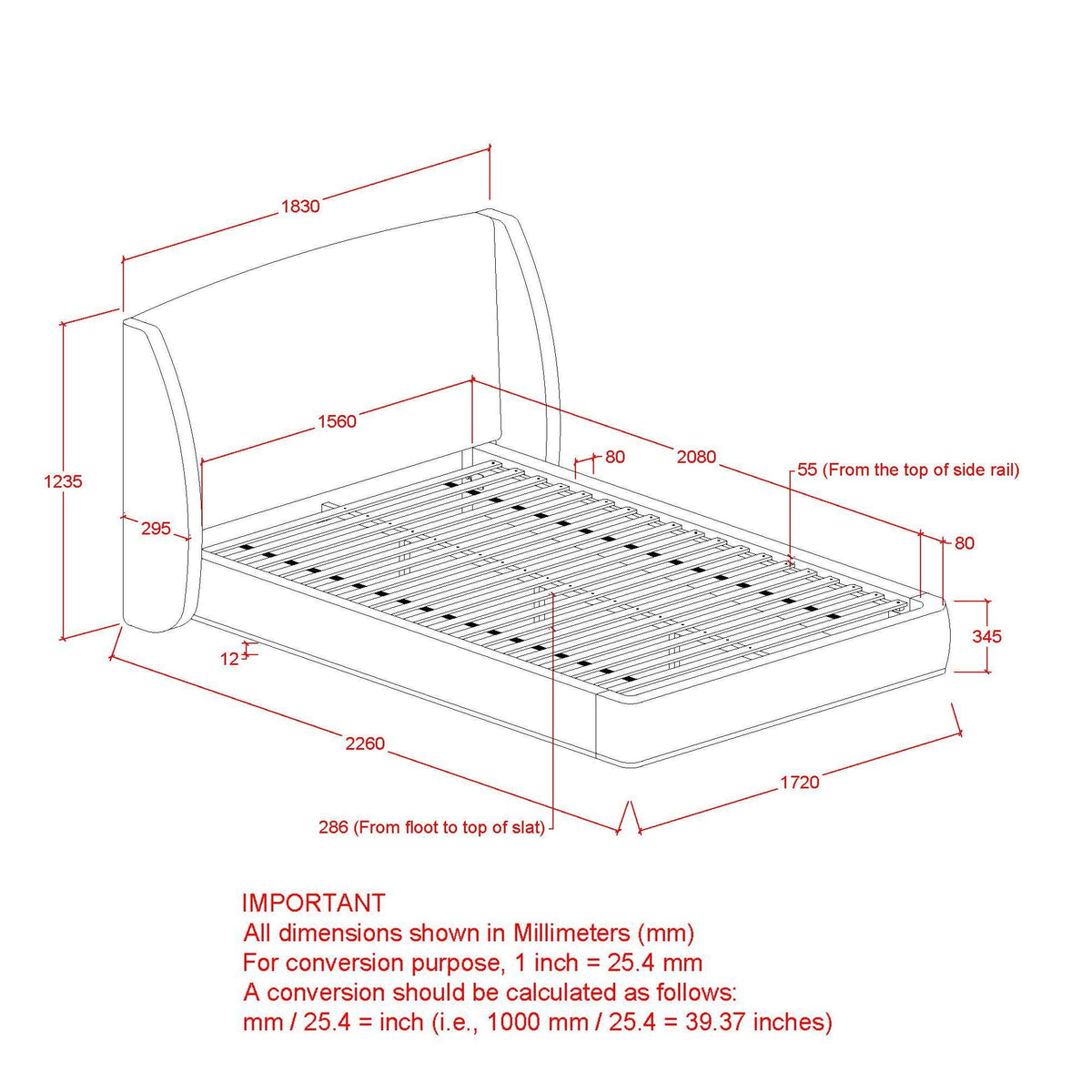 WorldwideUrsula Platform Bed in Dark Beige