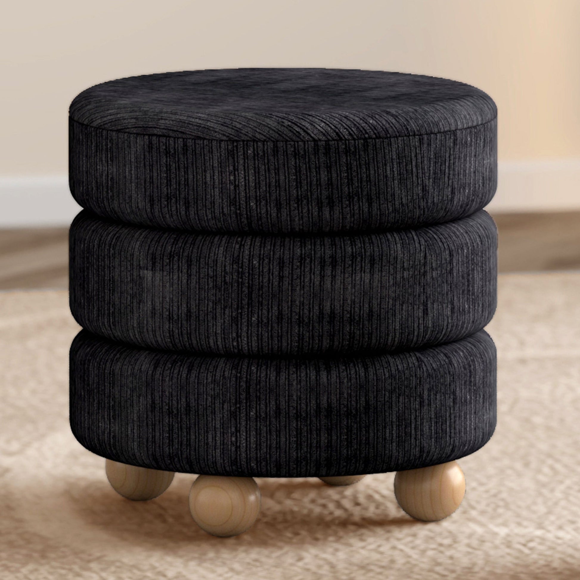 WorldwideWILLO - ROUND OTTOMAN - BLACK