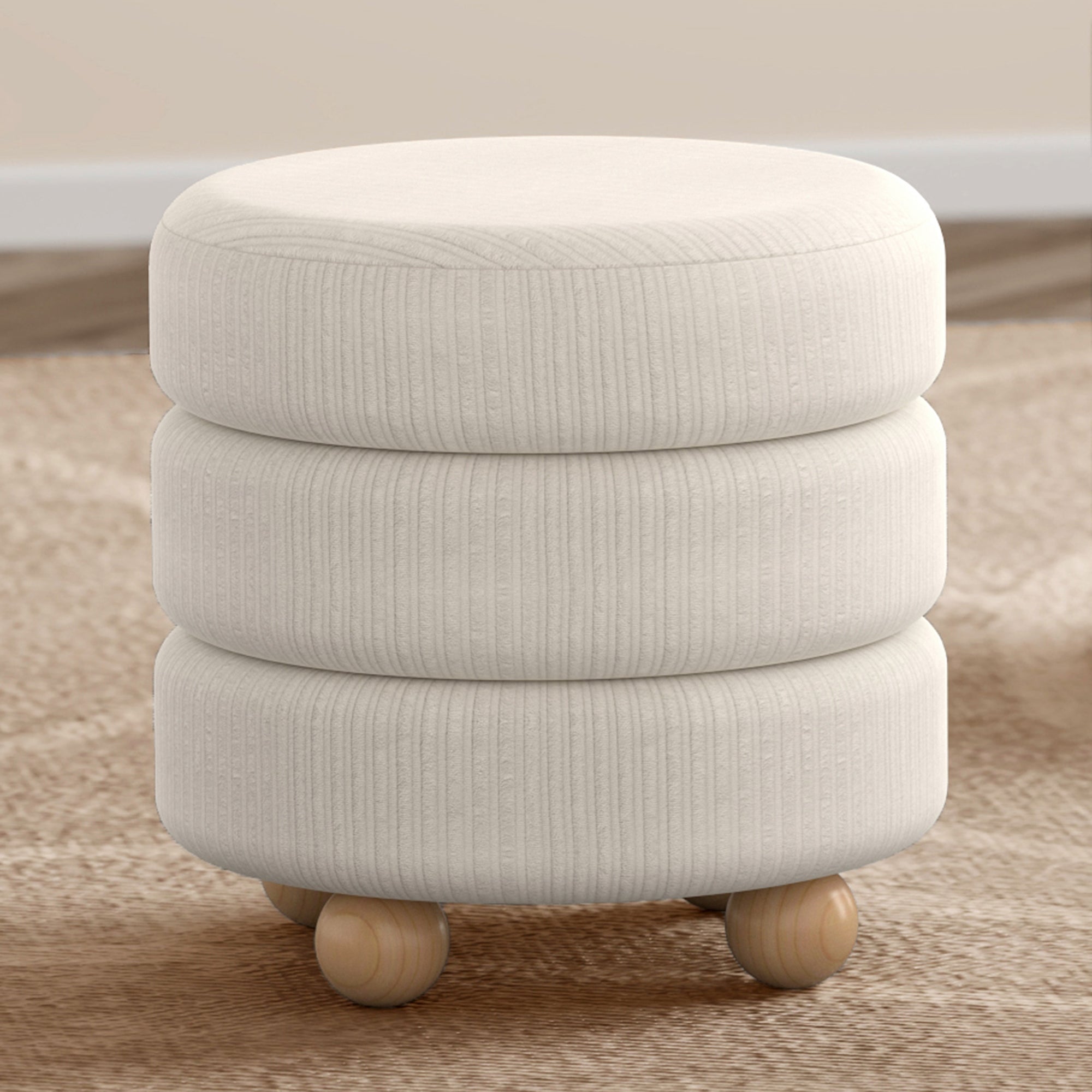 WorldwideWILLO - ROUND OTTOMAN - IVORY