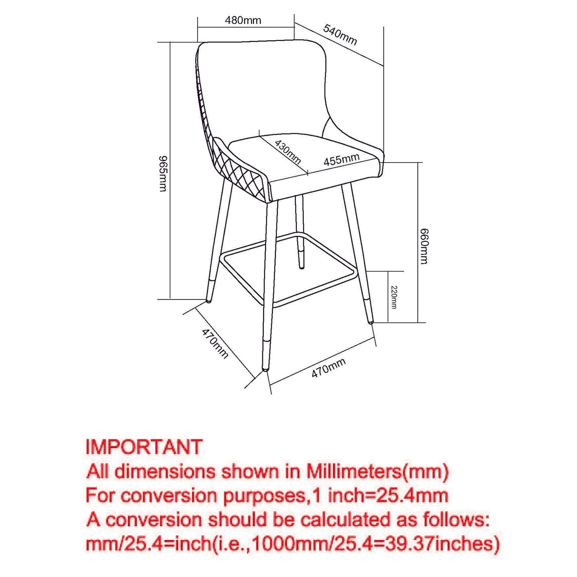 WorldwideXANDER - 26'' COUNTER STOOL - BLACK