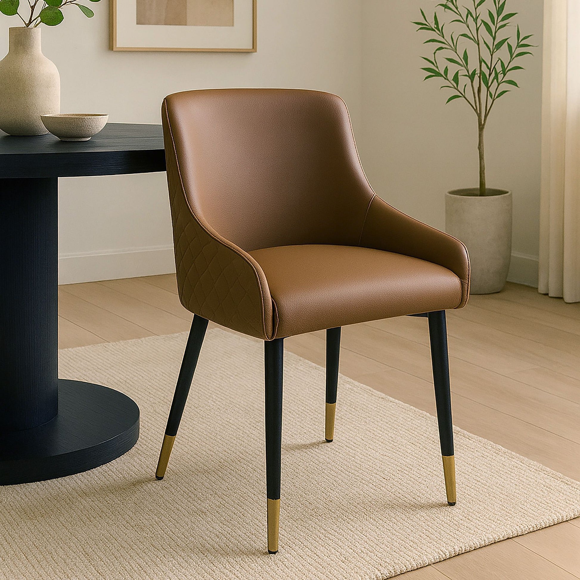 WorldwideXander Dining/Lounge Chair, Set of 2 in Brown and Black